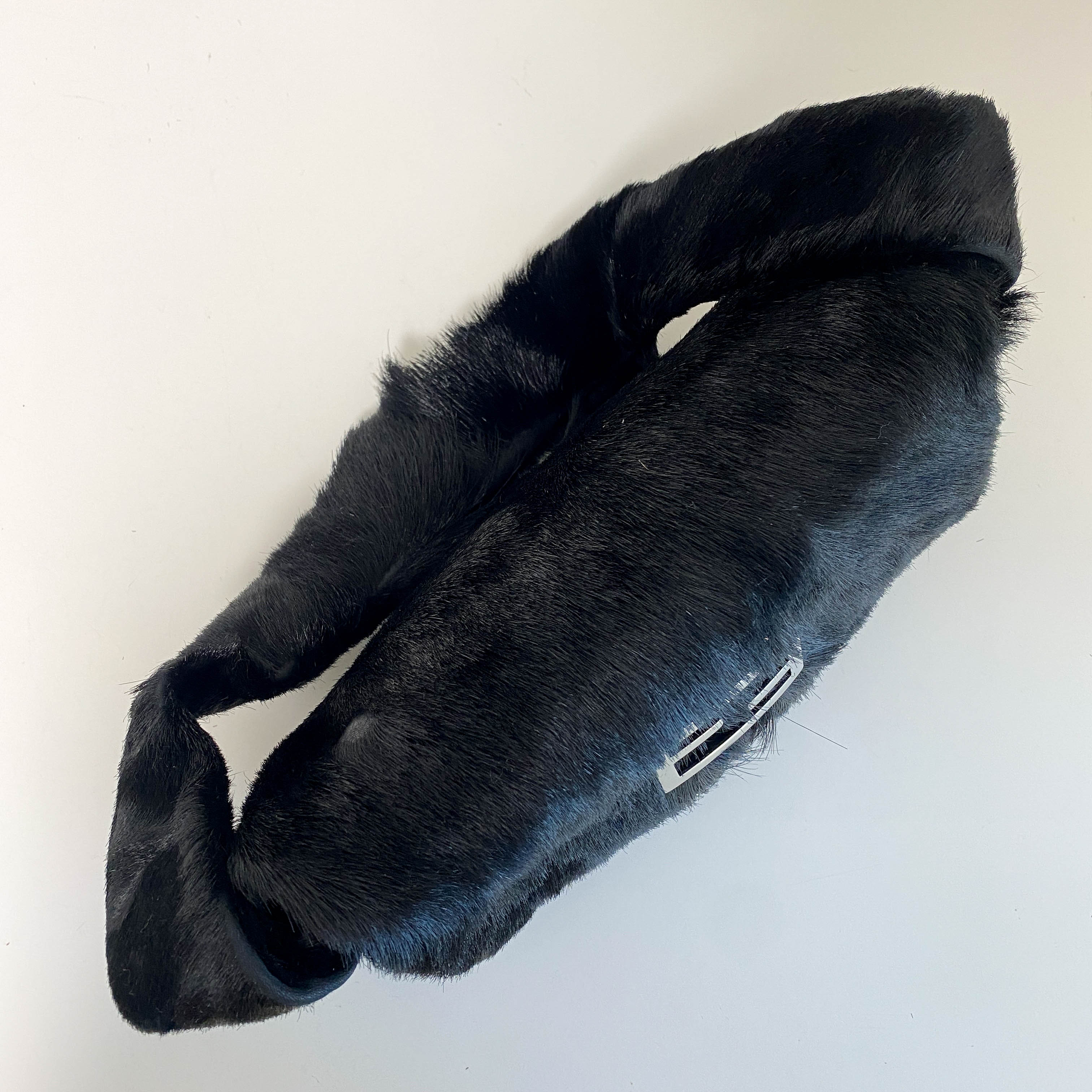 Black Pony Hair Hobo Shoulder Bag