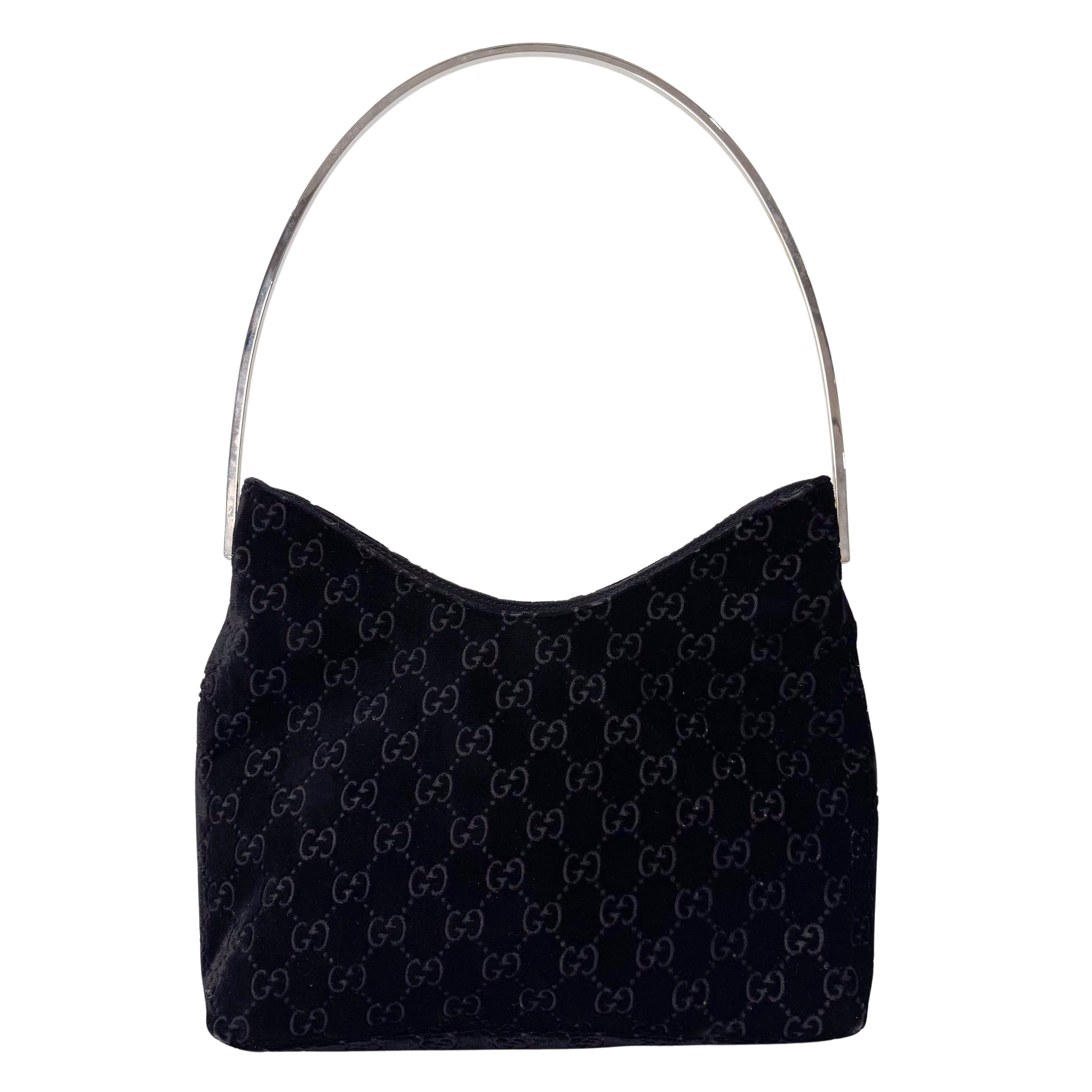 Black GG Velvet Hobo Shoulder Bag