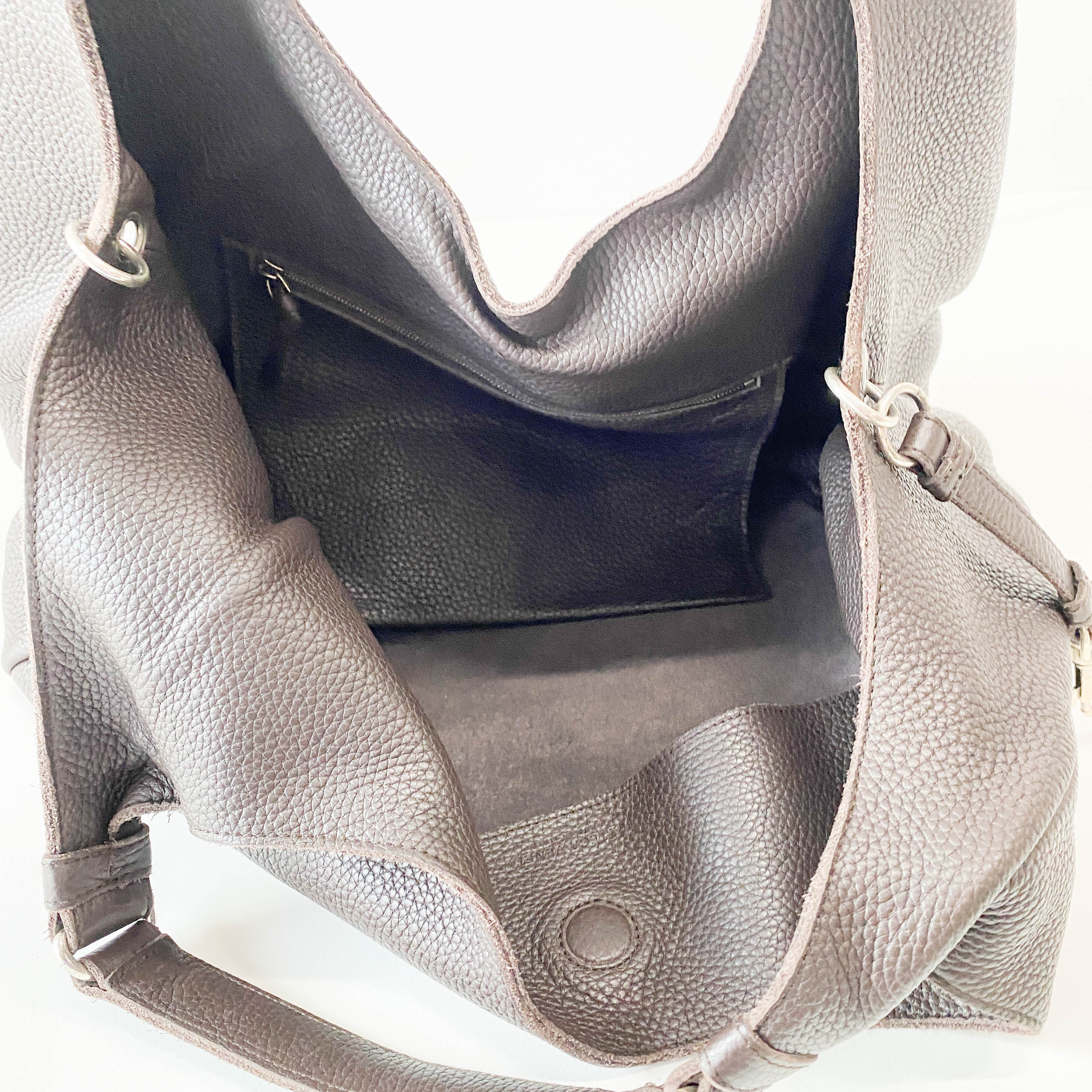 Campana Brown Leather Hobo Shoulder Bag