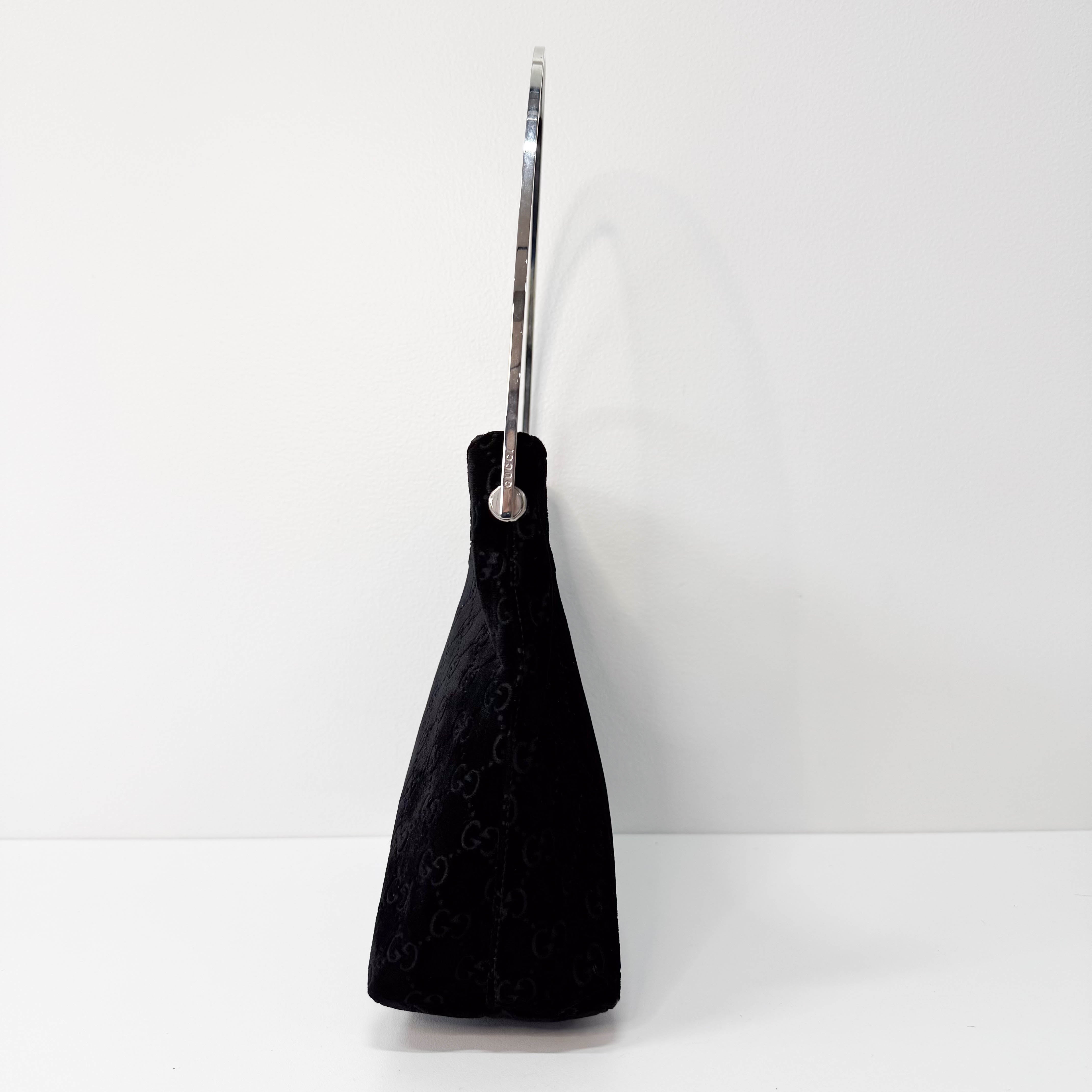 Black GG Velvet Hobo Shoulder Bag