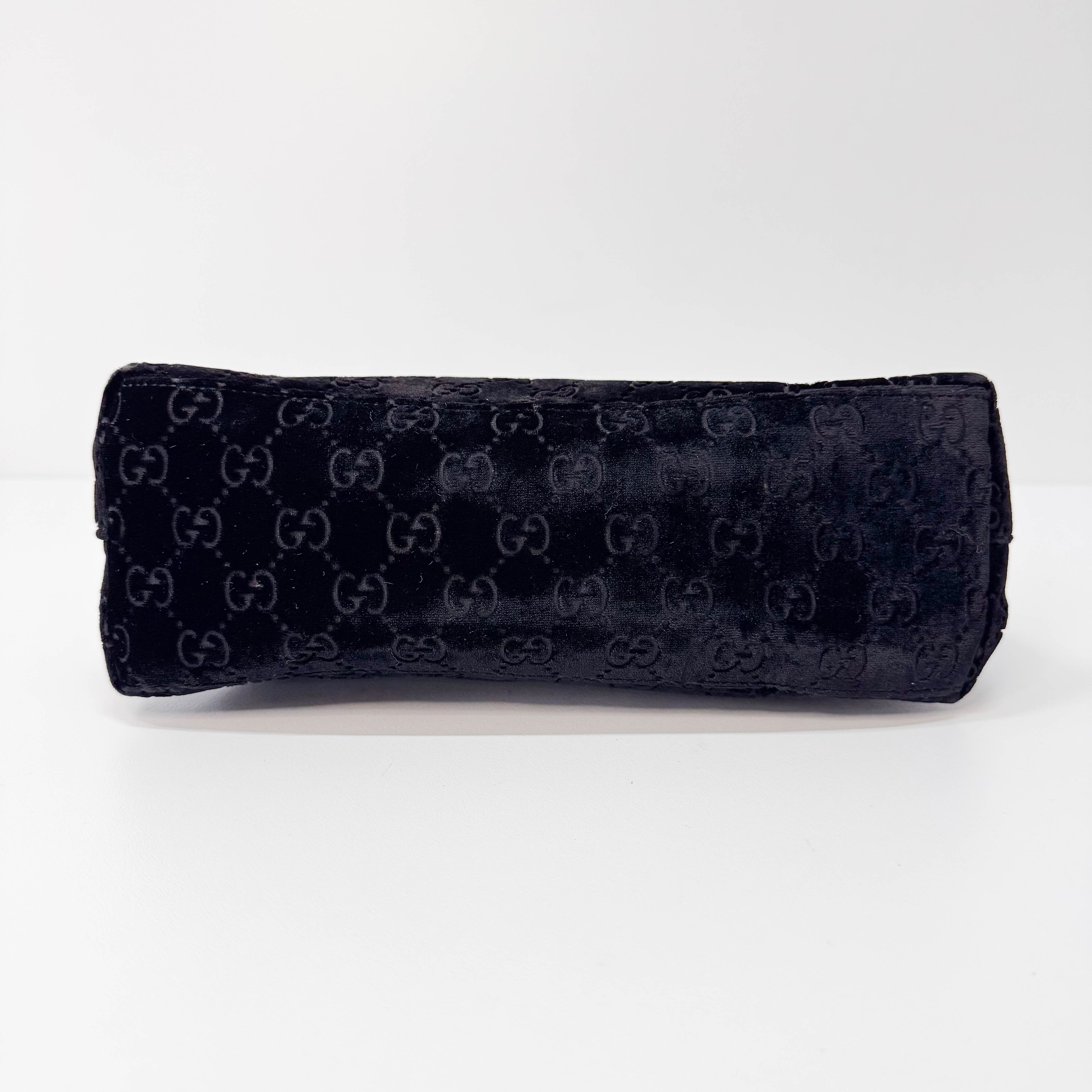 Black GG Velvet Hobo Shoulder Bag
