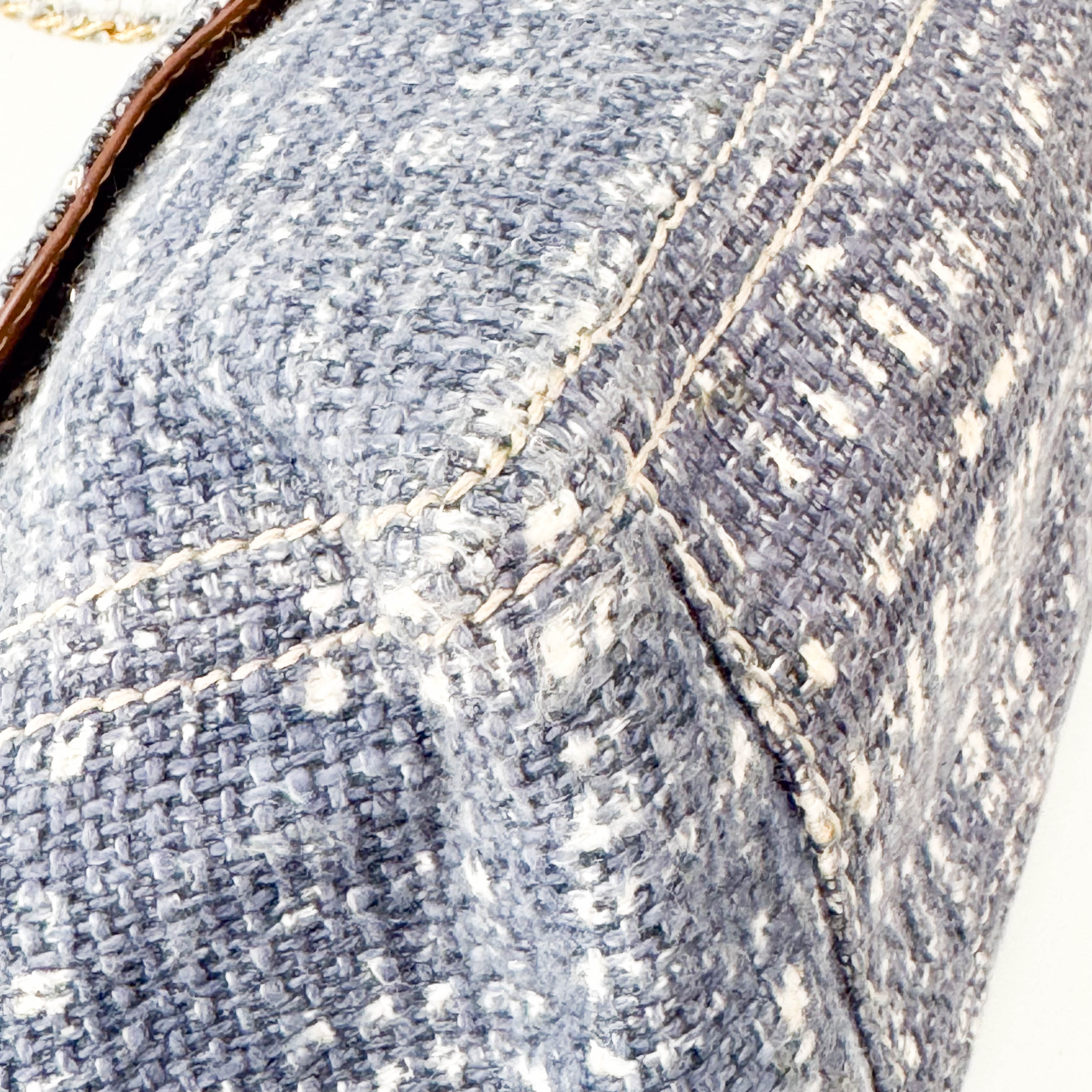 Blue Tweed Chain Shoulder Bag