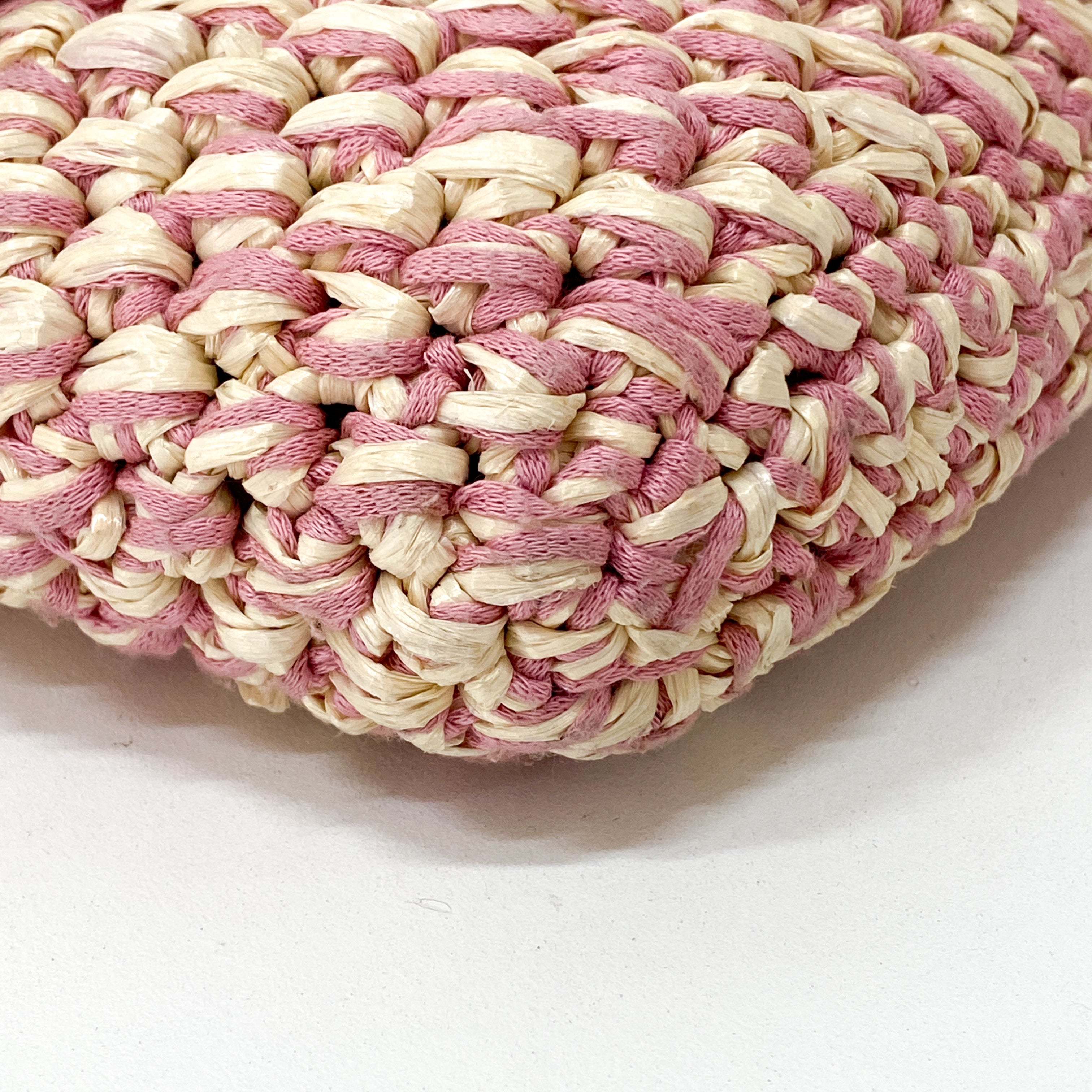 Baguette Pink Woven Cotton & Raffia Shoulder Bag