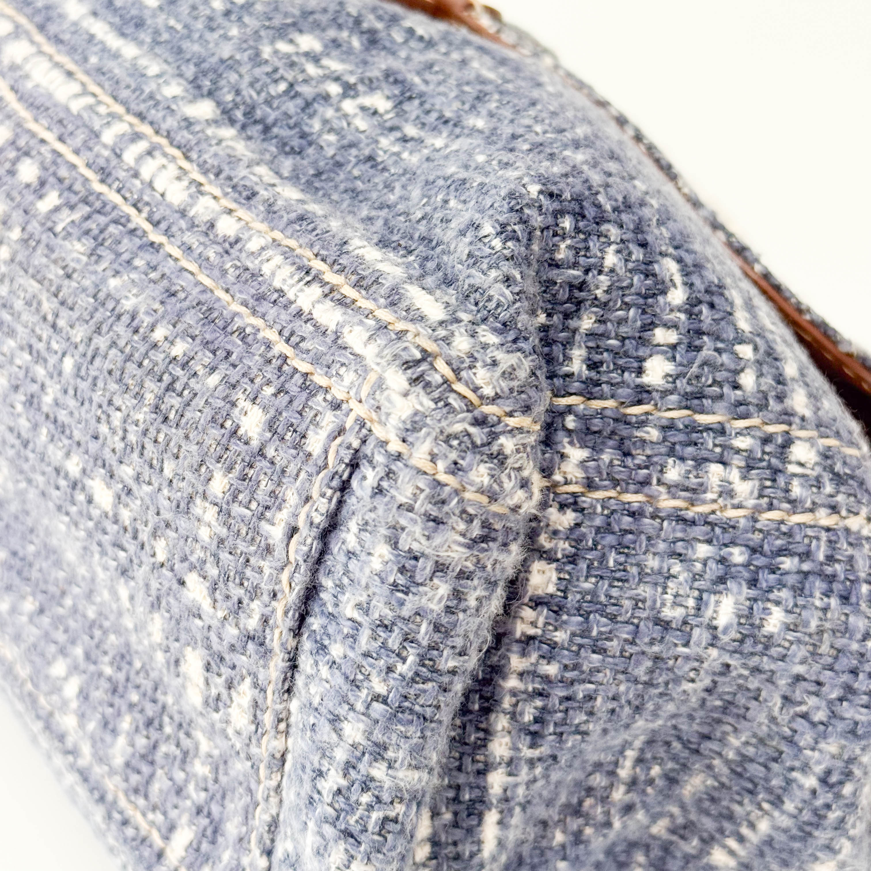 Blue Tweed Chain Shoulder Bag