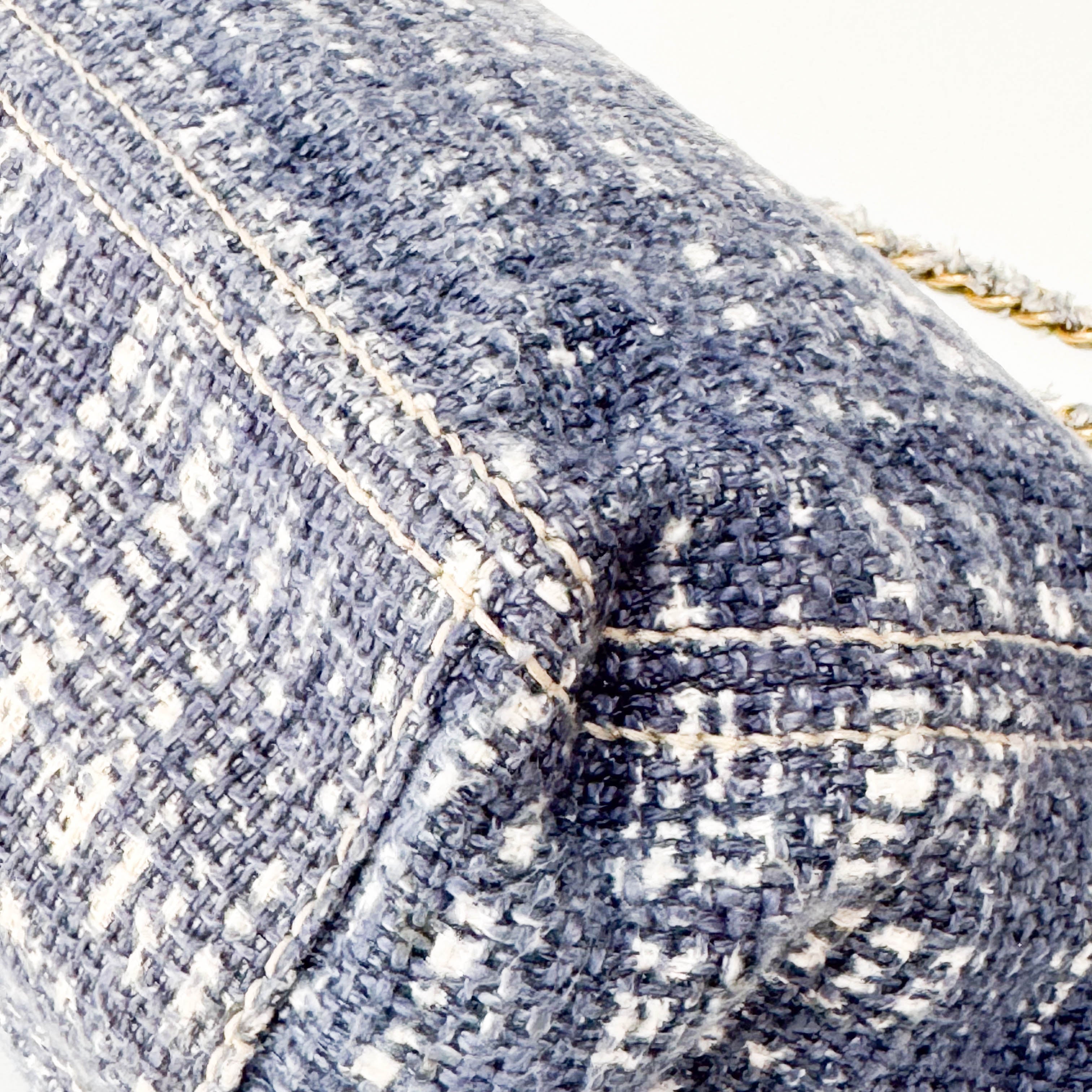 Blue Tweed Chain Shoulder Bag