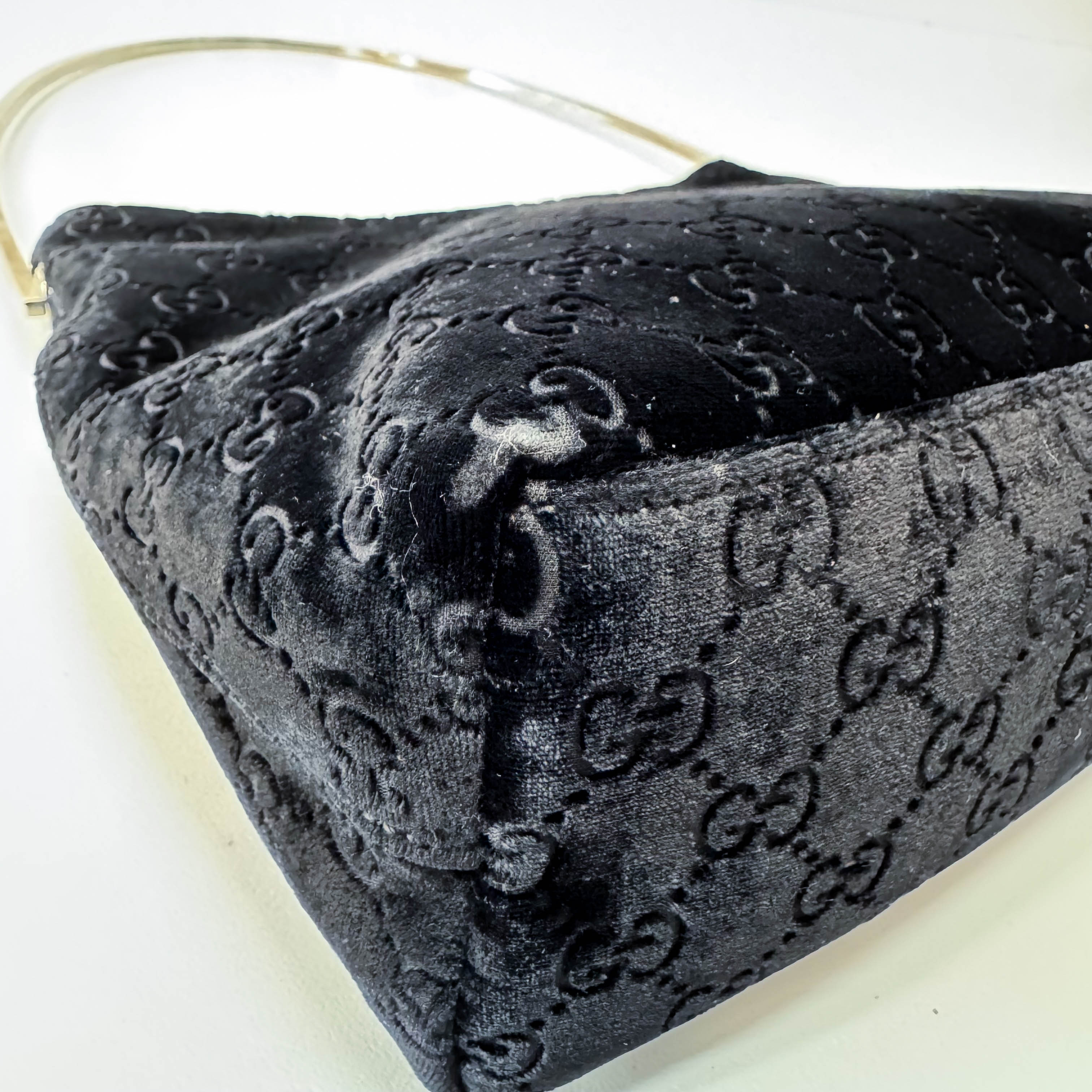 Black GG Velvet Hobo Shoulder Bag