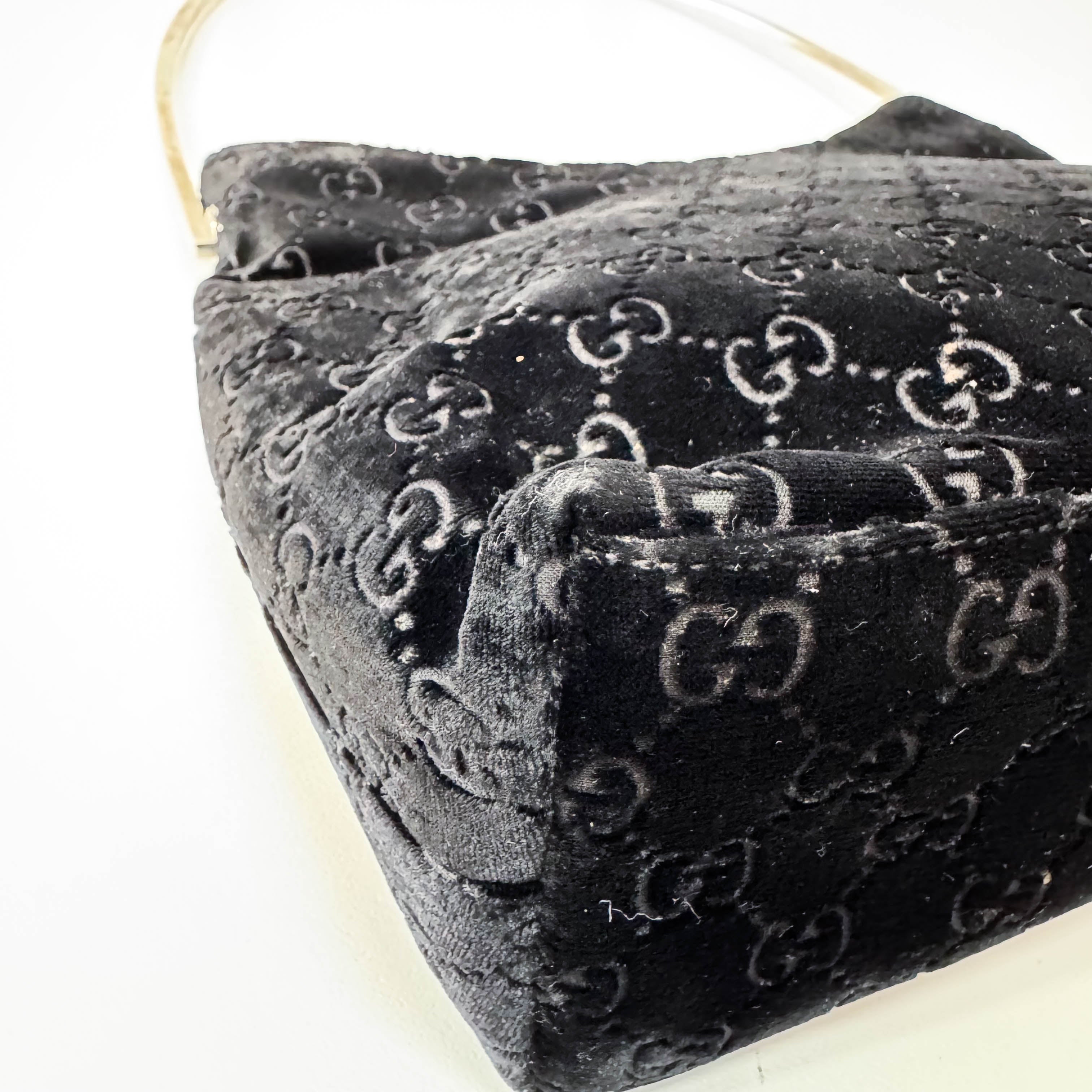 Black GG Velvet Hobo Shoulder Bag