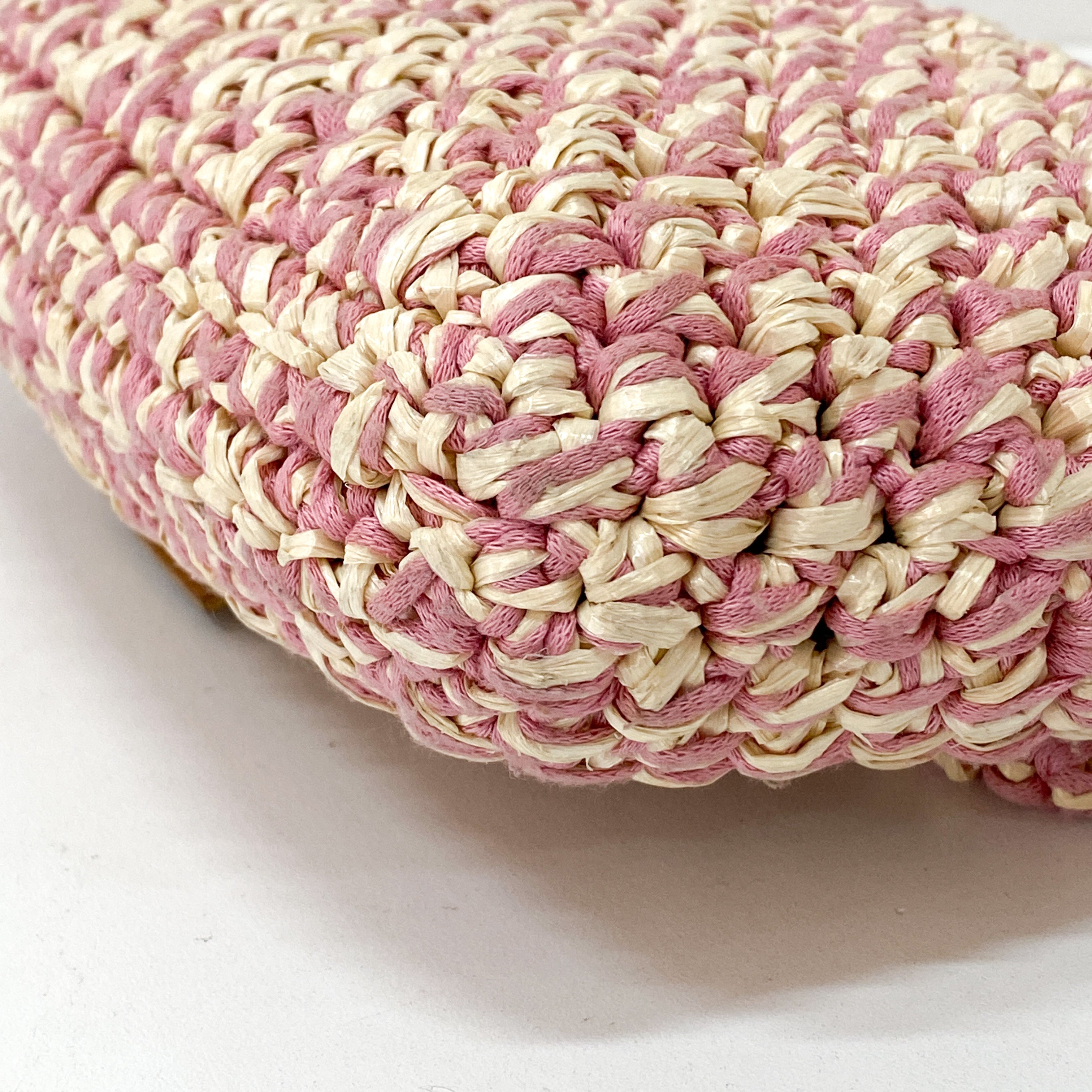 Baguette Pink Woven Cotton & Raffia Shoulder Bag