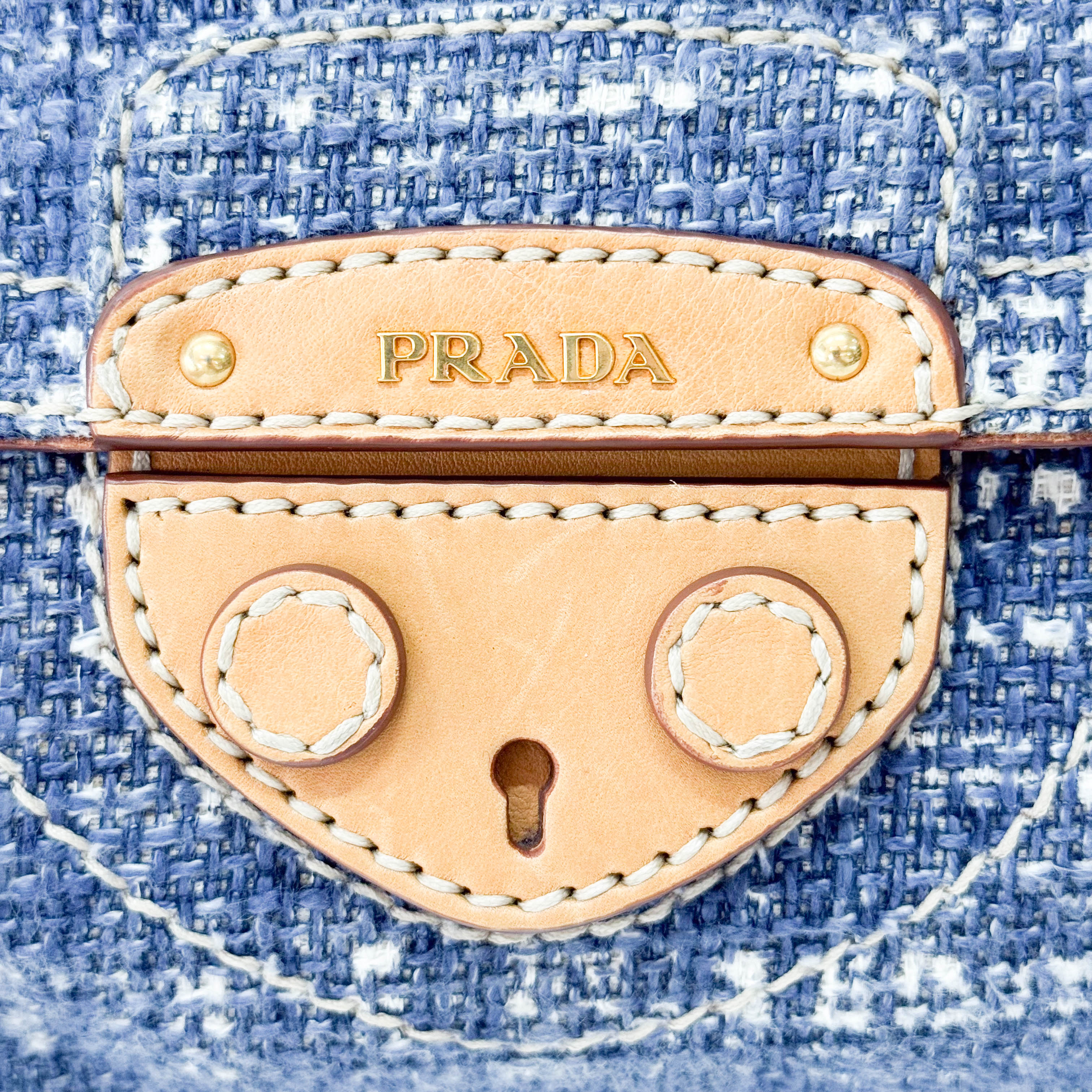 Blue Tweed Chain Shoulder Bag