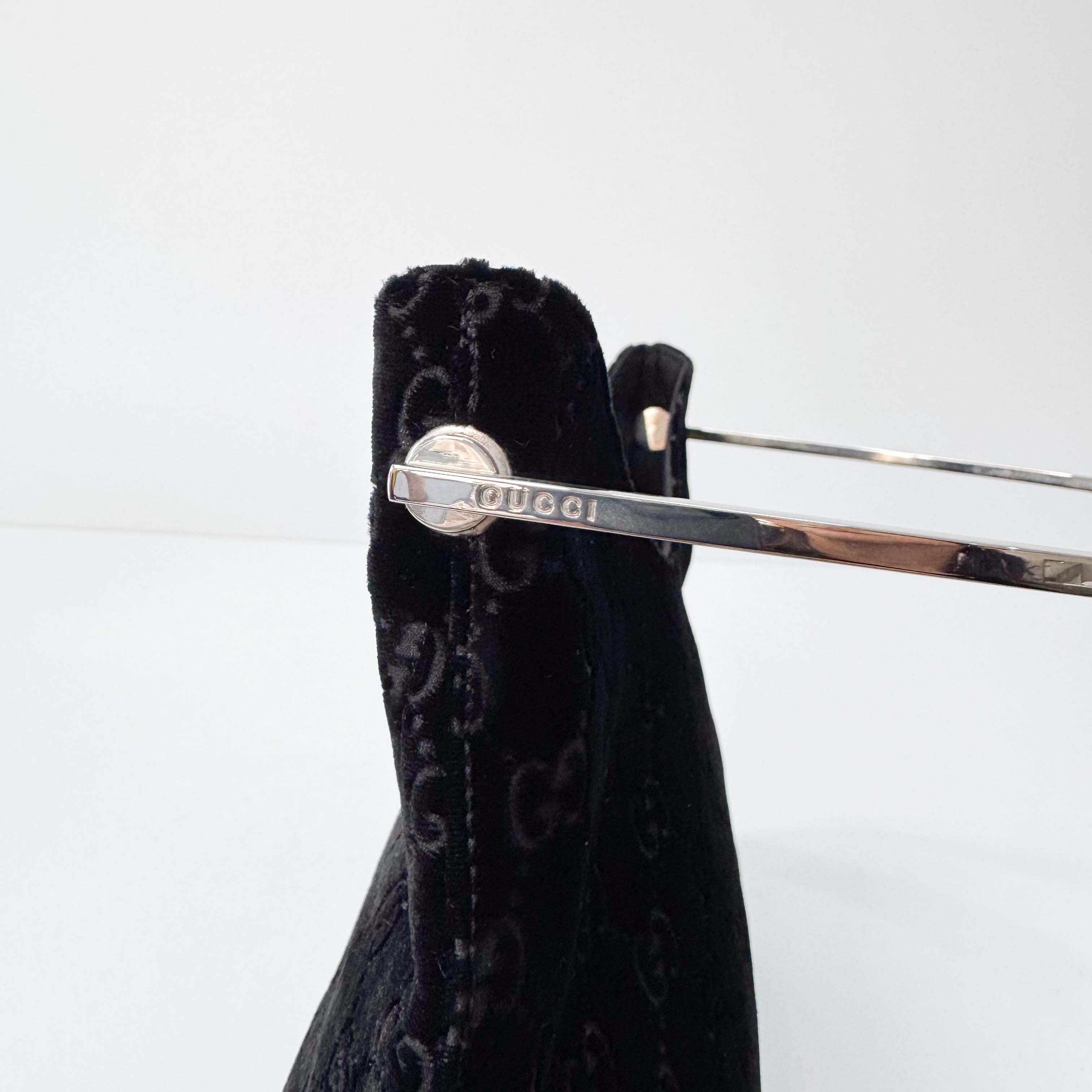 Black GG Velvet Hobo Shoulder Bag