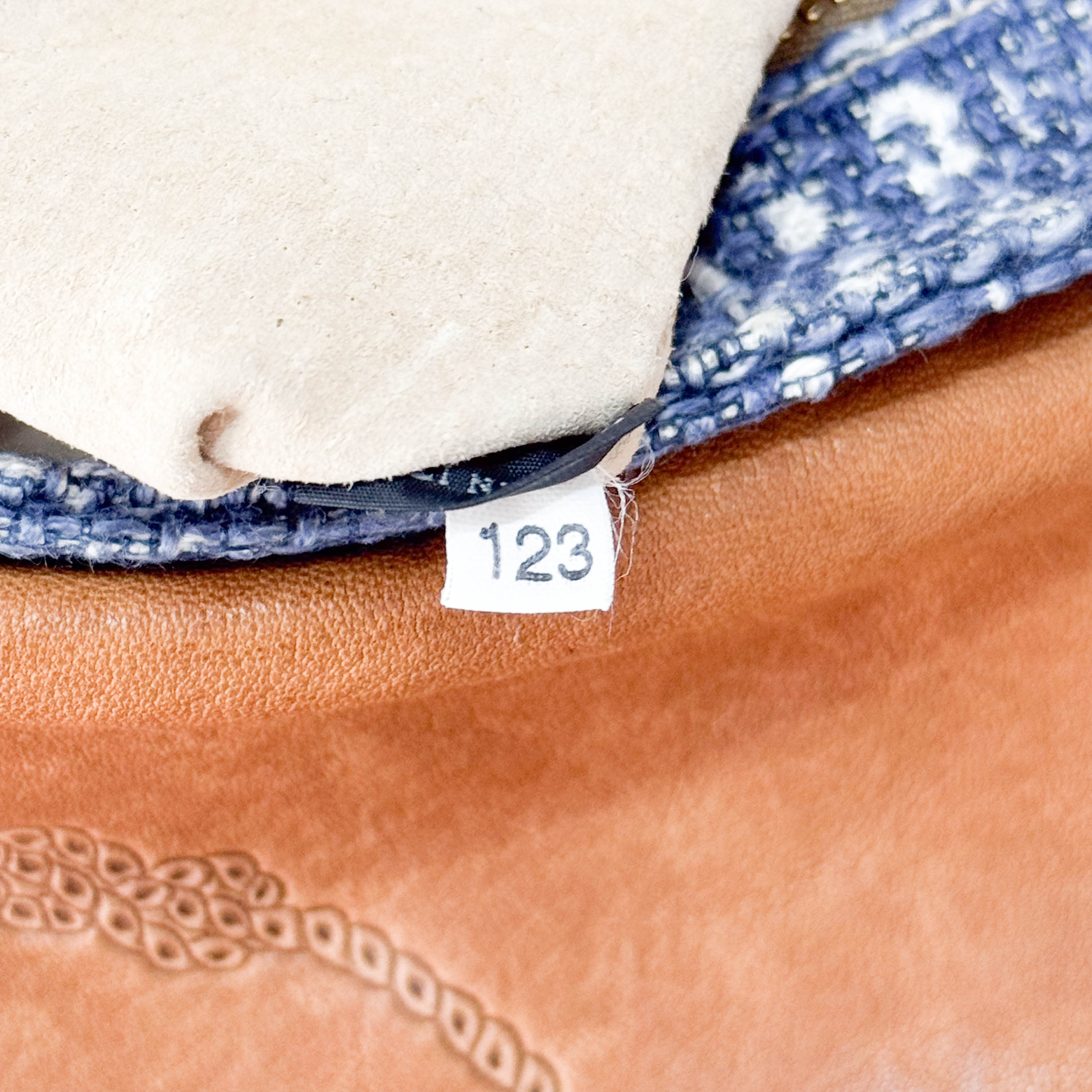 Blue Tweed Chain Shoulder Bag