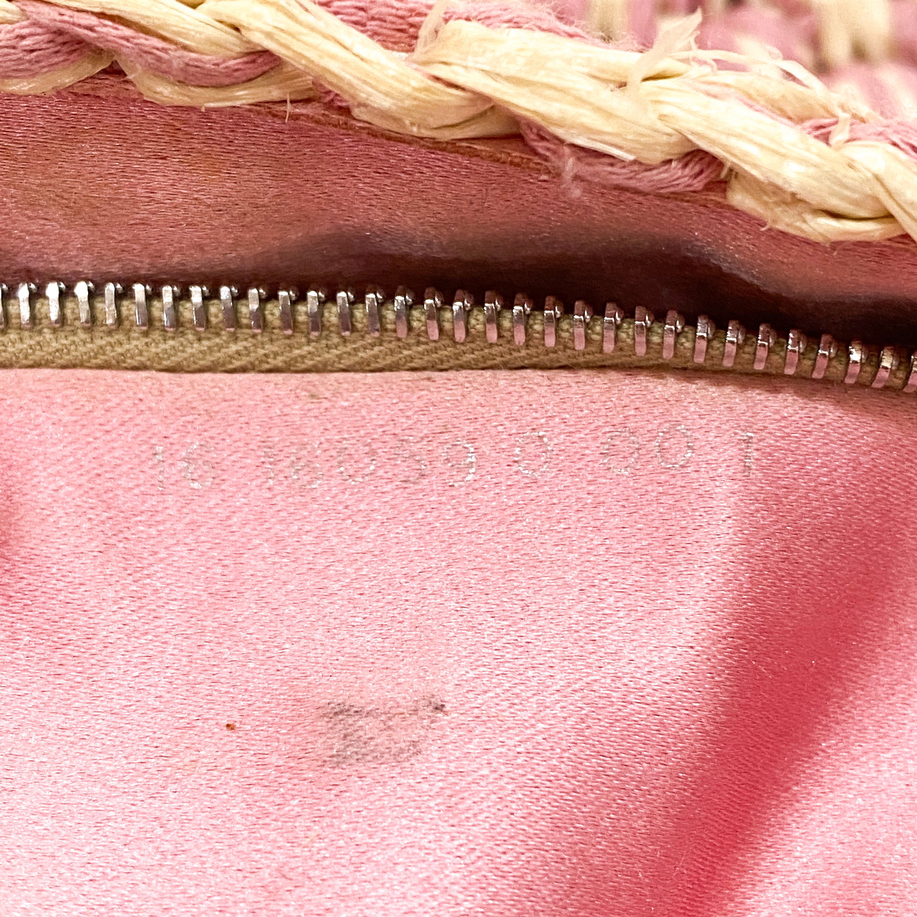 Baguette Pink Woven Cotton & Raffia Shoulder Bag