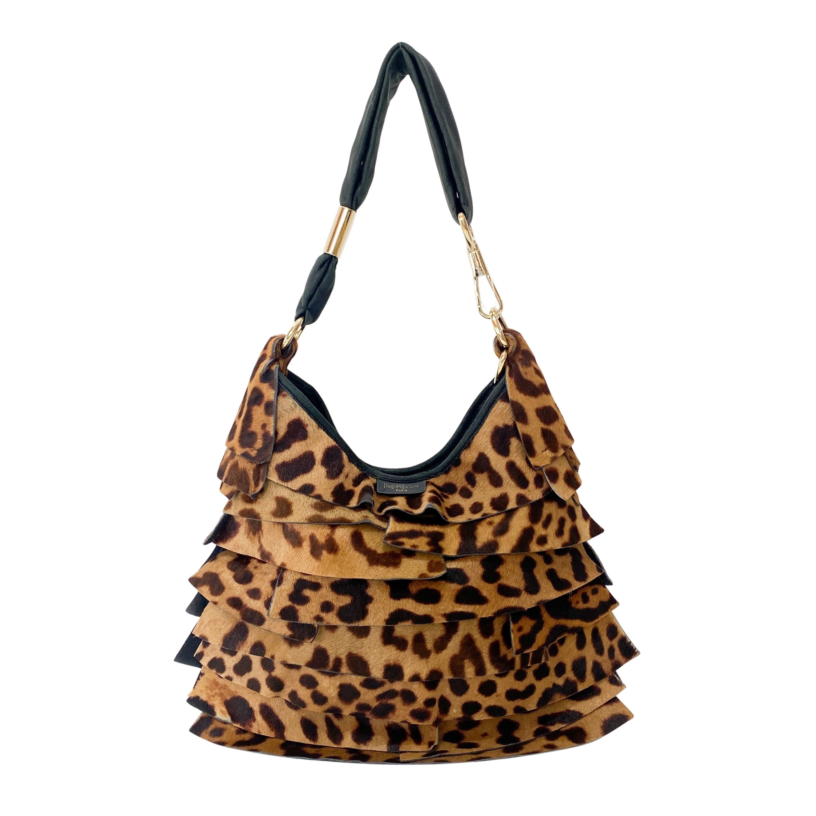 Saint Tropez Pony Hair Jaguar Print Shoulder Bag