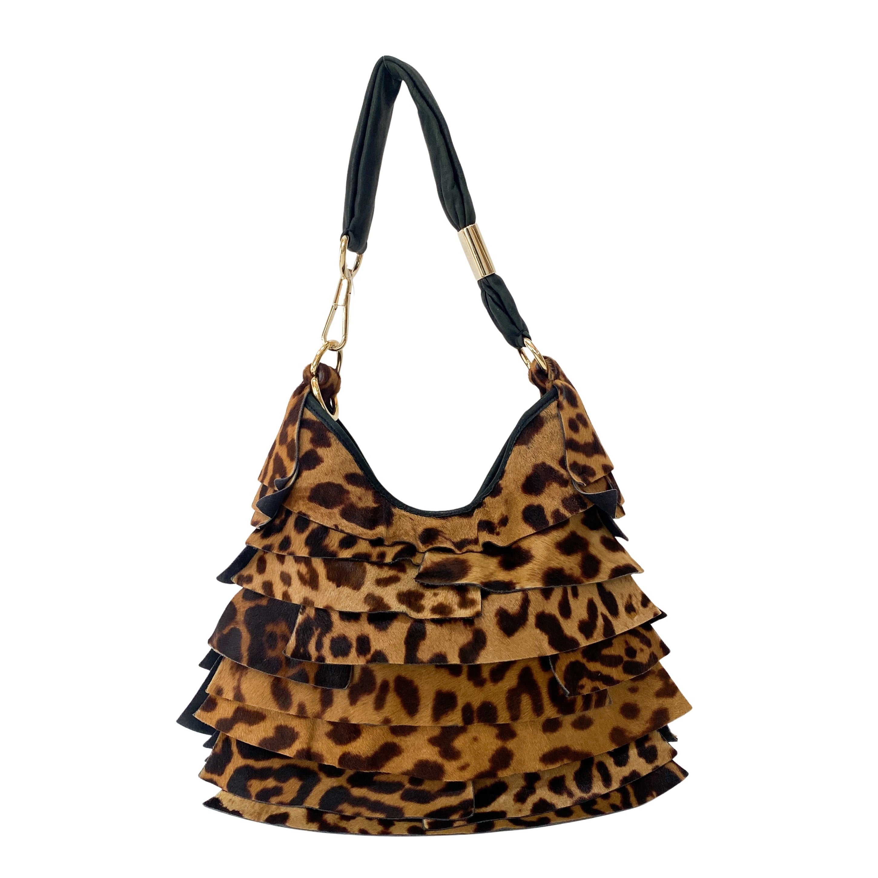 Saint Tropez Pony Hair Jaguar Print Shoulder Bag