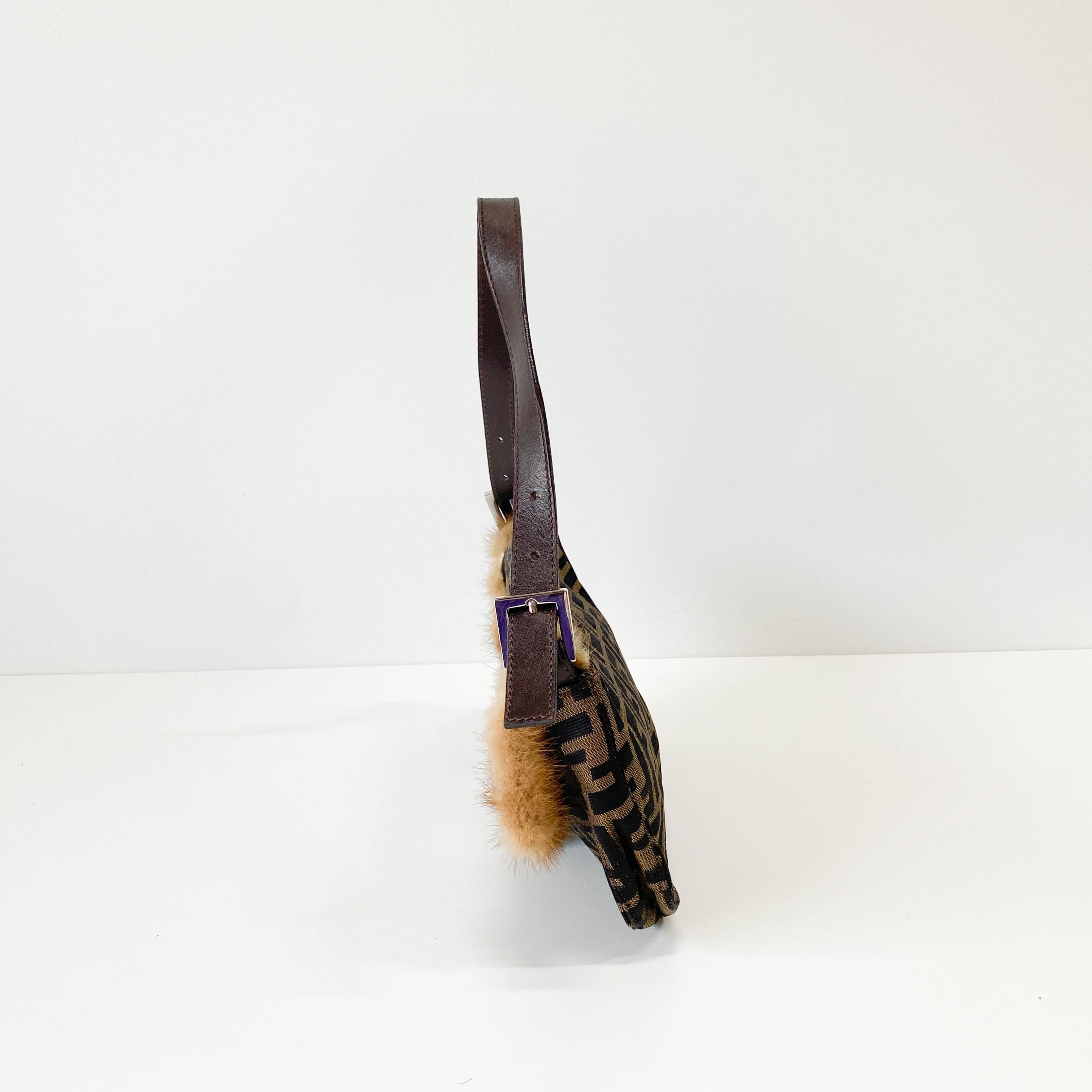 Baguette Zucca with Fur Shoulder Bag