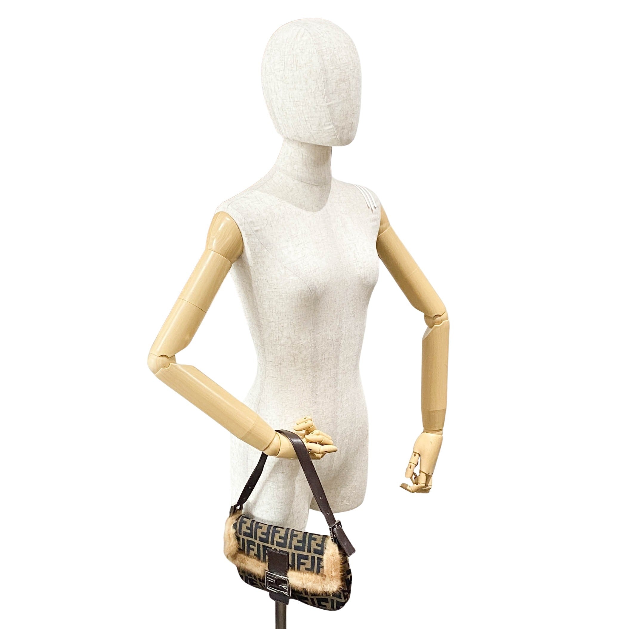 Baguette Zucca with Fur Shoulder Bag