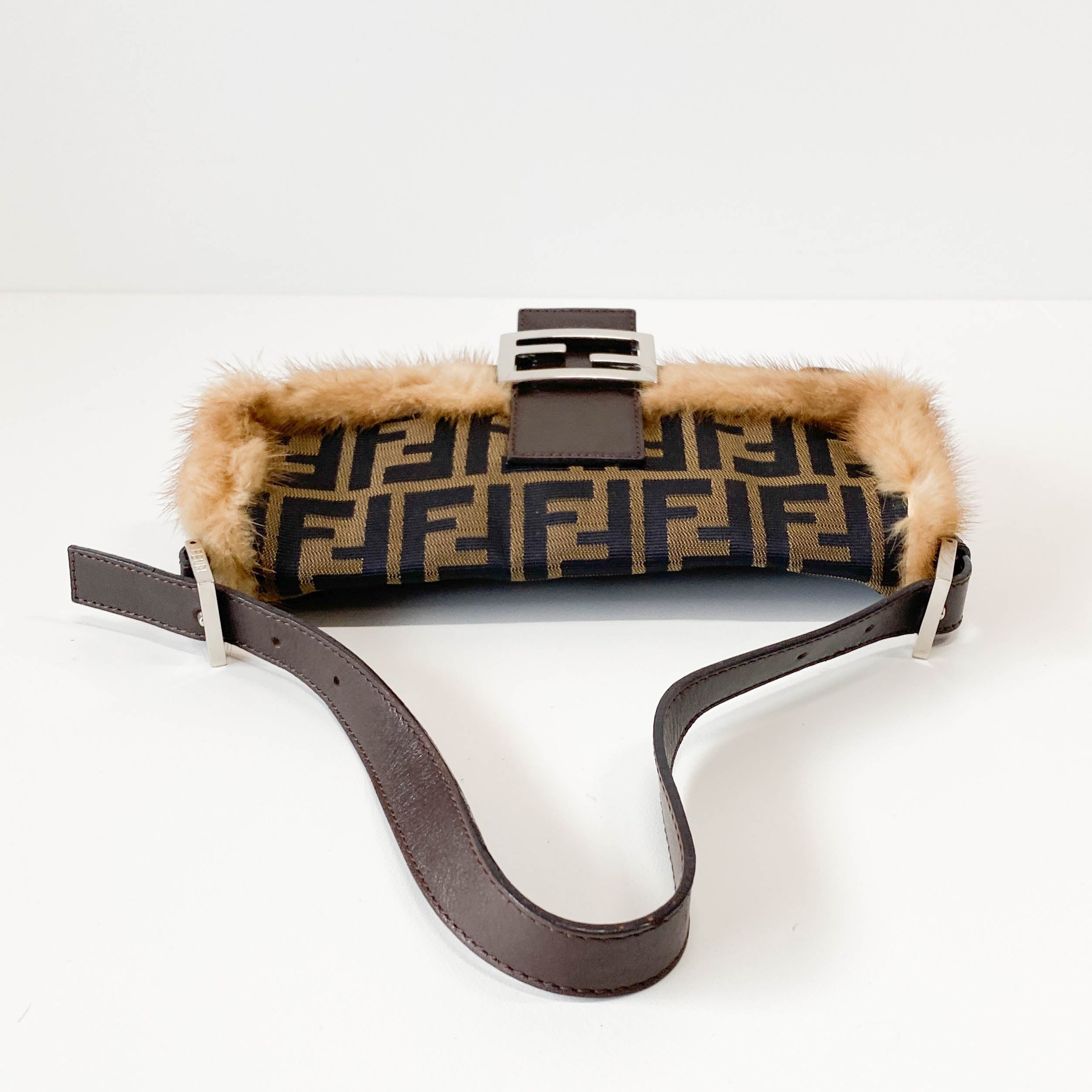 Baguette Zucca with Fur Shoulder Bag