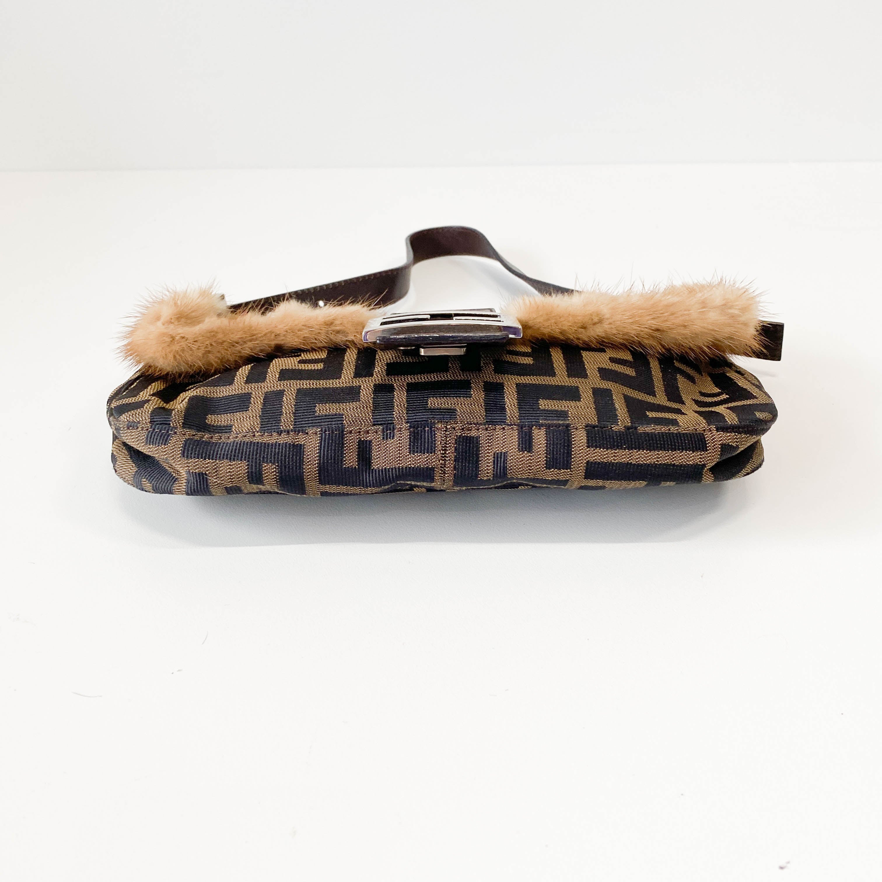 Baguette Zucca with Fur Shoulder Bag