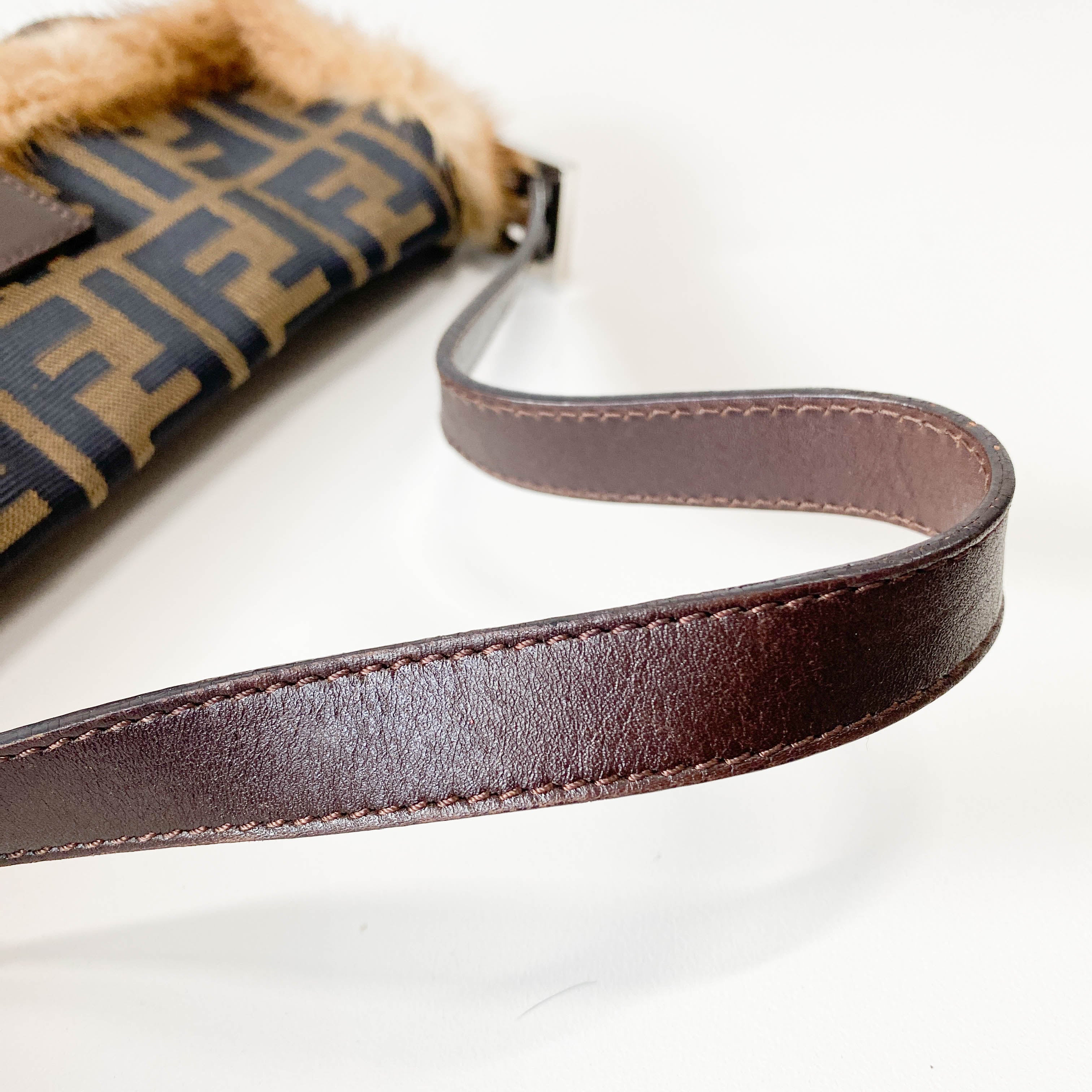 Baguette Zucca with Fur Shoulder Bag