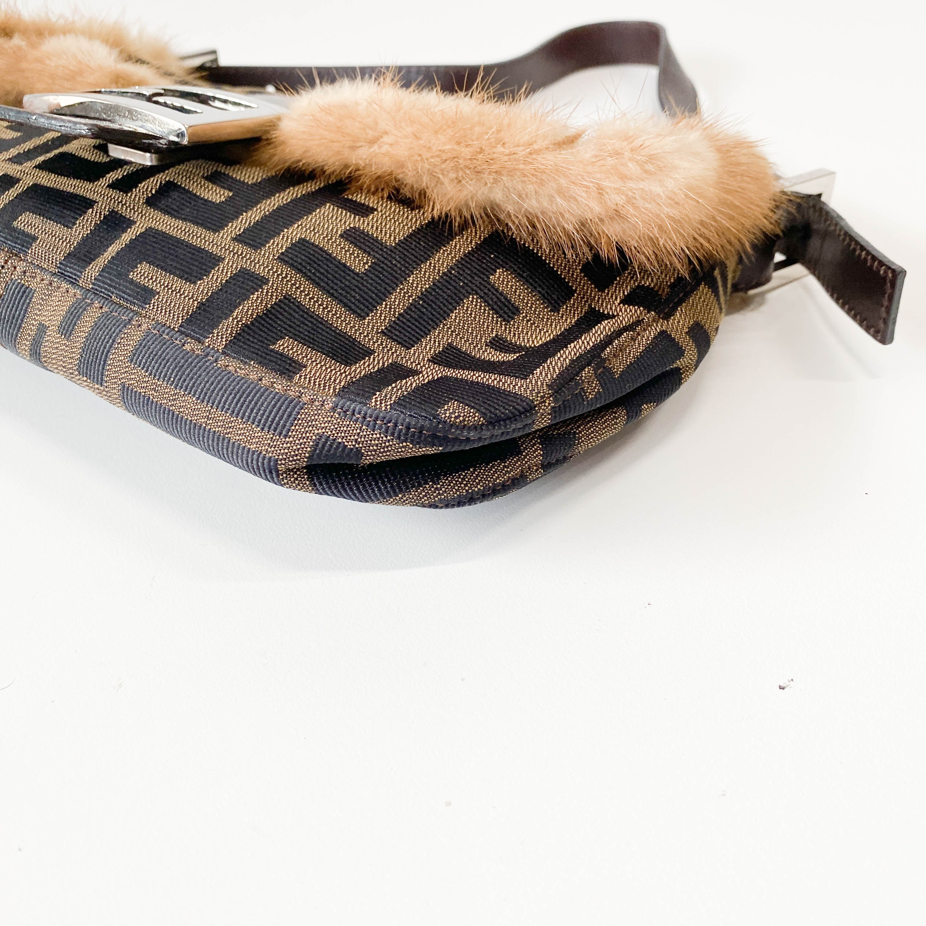 Baguette Zucca with Fur Shoulder Bag