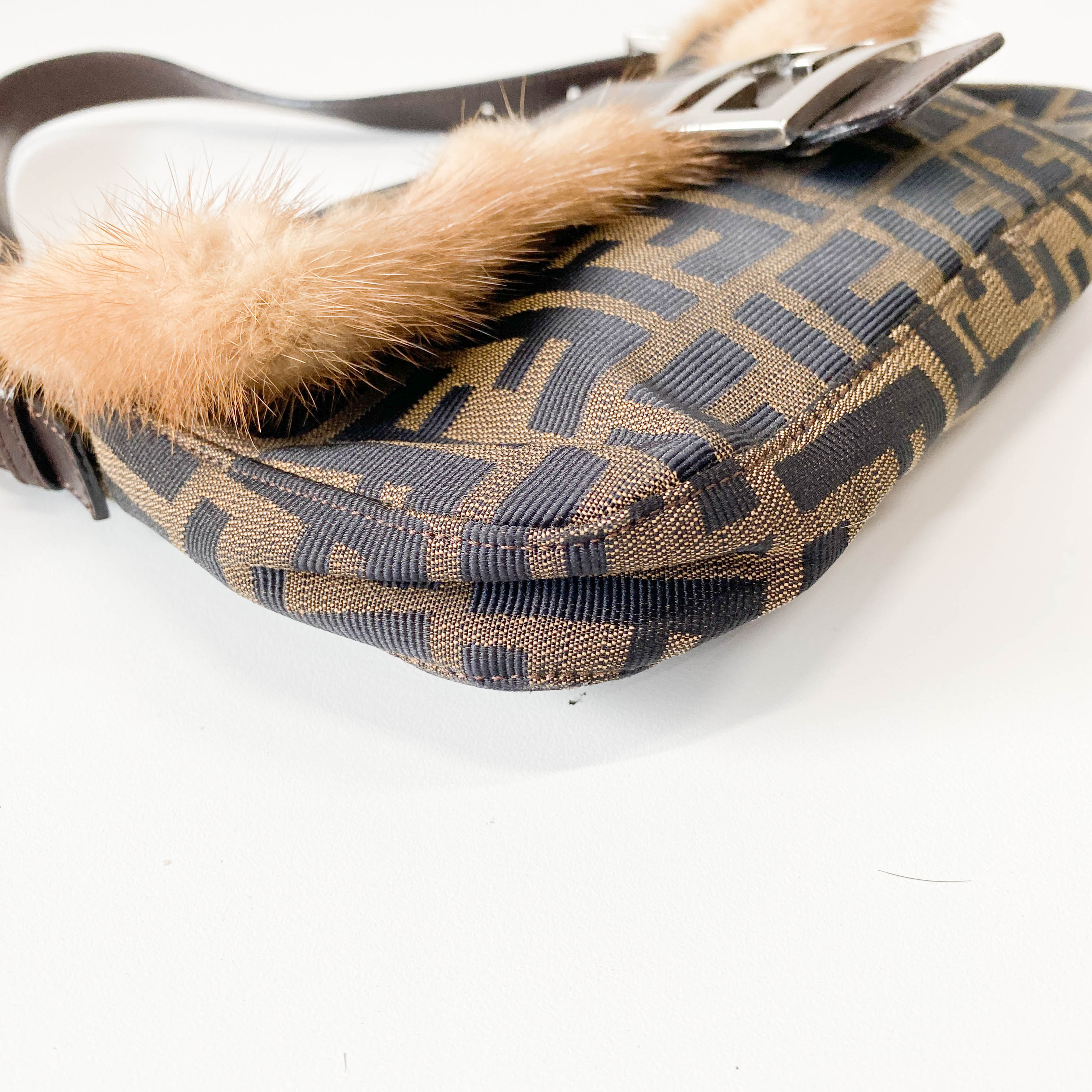 Baguette Zucca with Fur Shoulder Bag