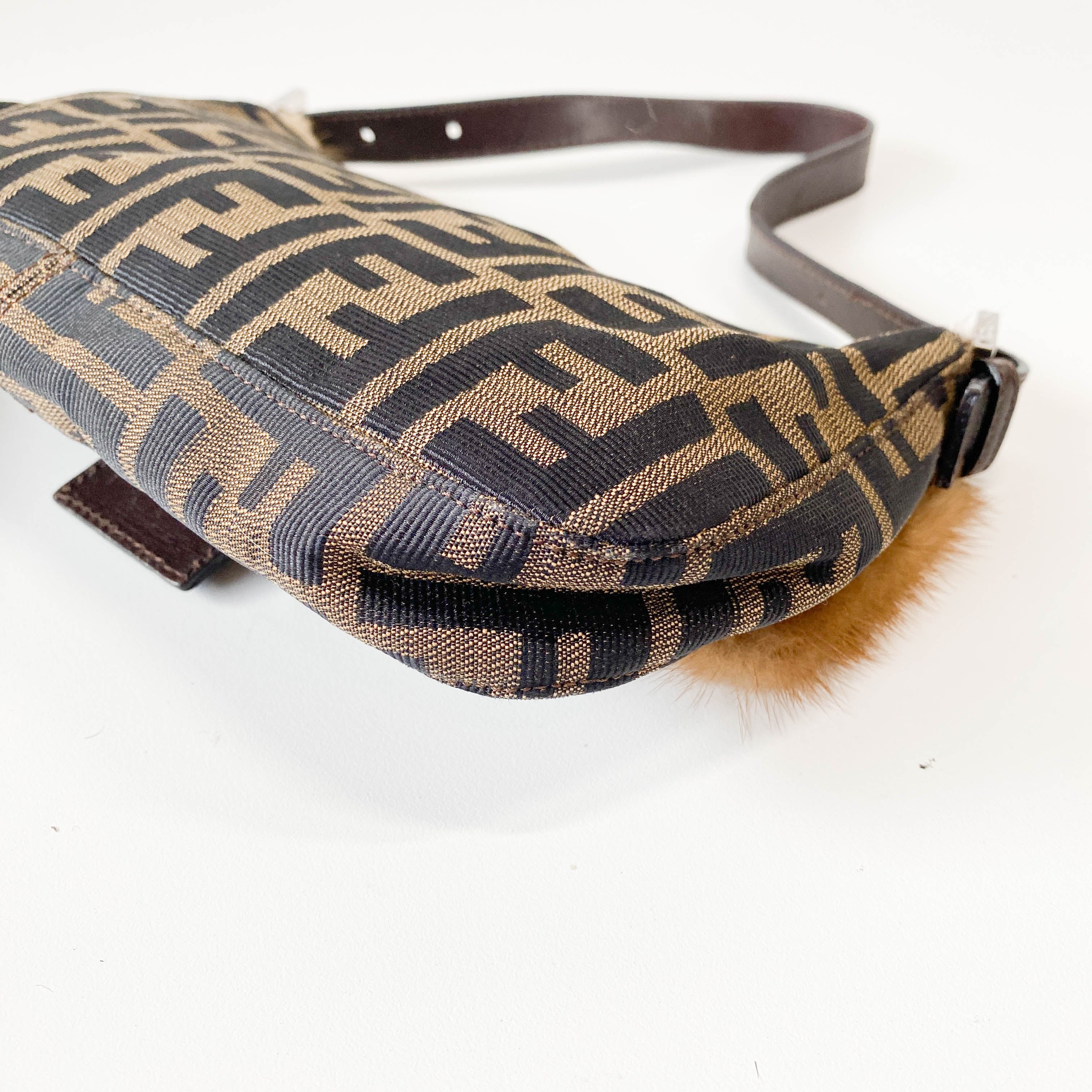 Baguette Zucca with Fur Shoulder Bag