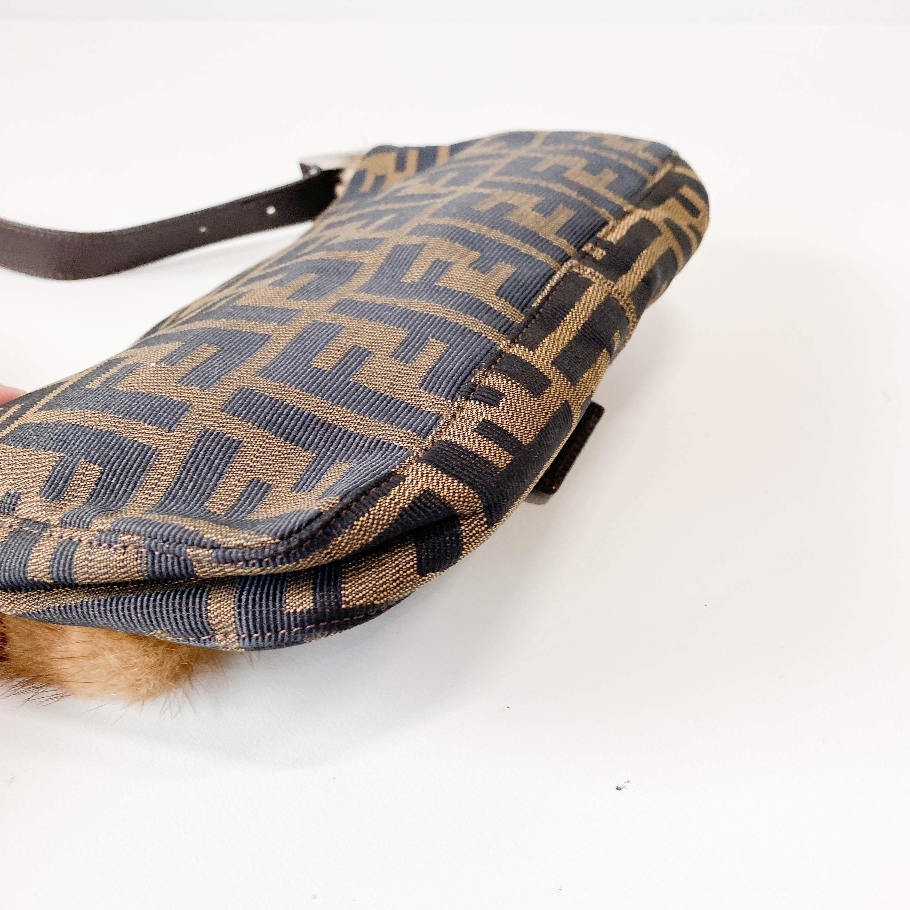 Baguette Zucca with Fur Shoulder Bag