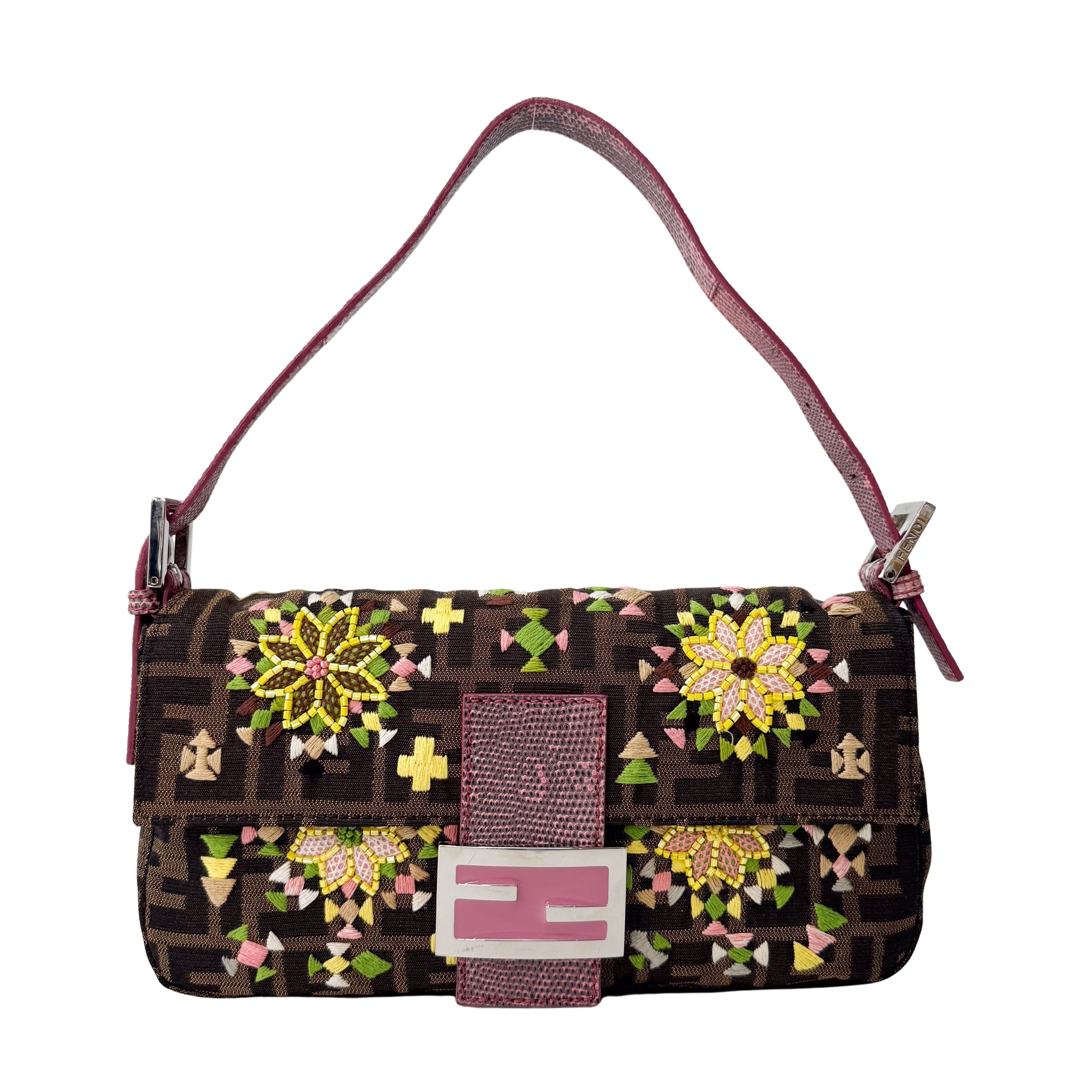 Baguette Zucca Beaded Multi Floral Shoulder Bag