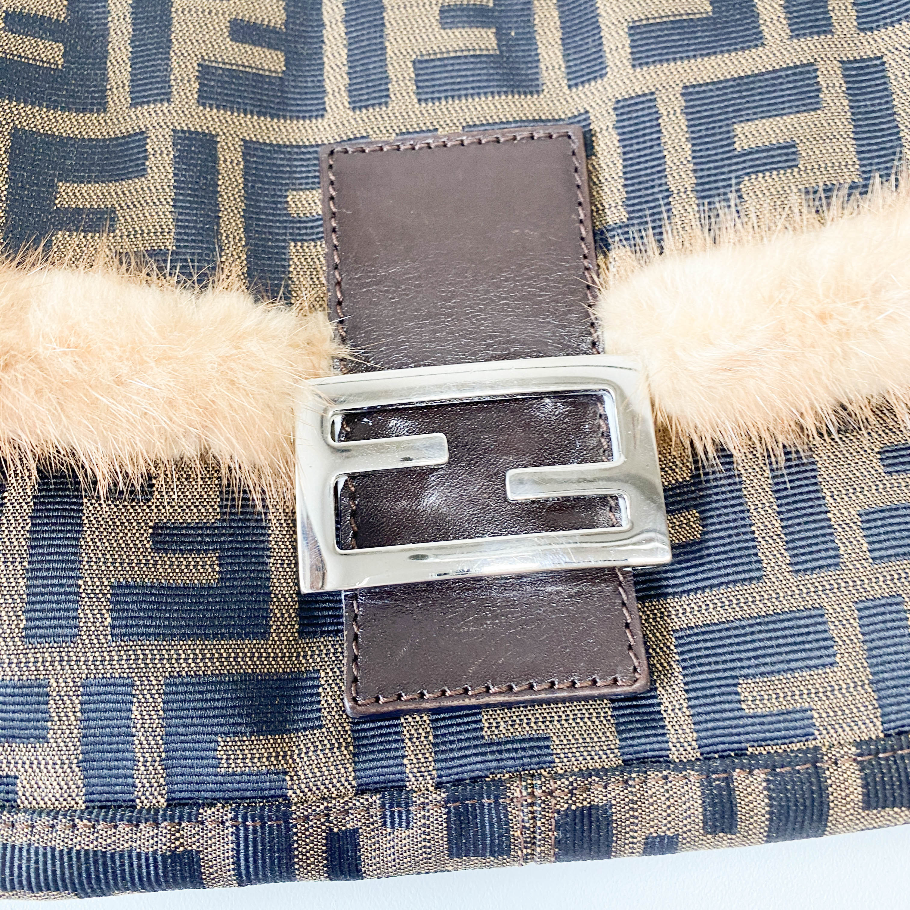 Baguette Zucca with Fur Shoulder Bag