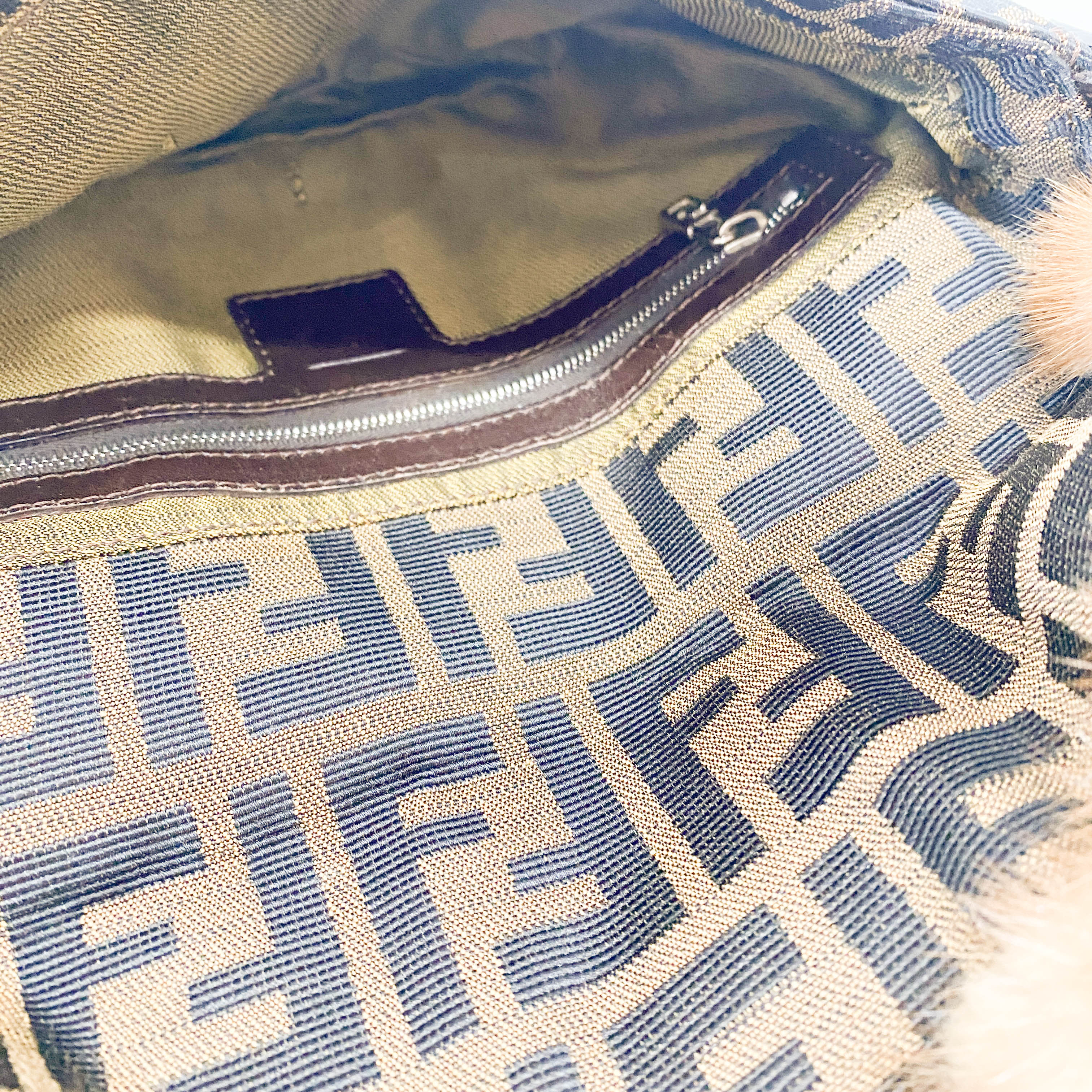 Baguette Zucca with Fur Shoulder Bag