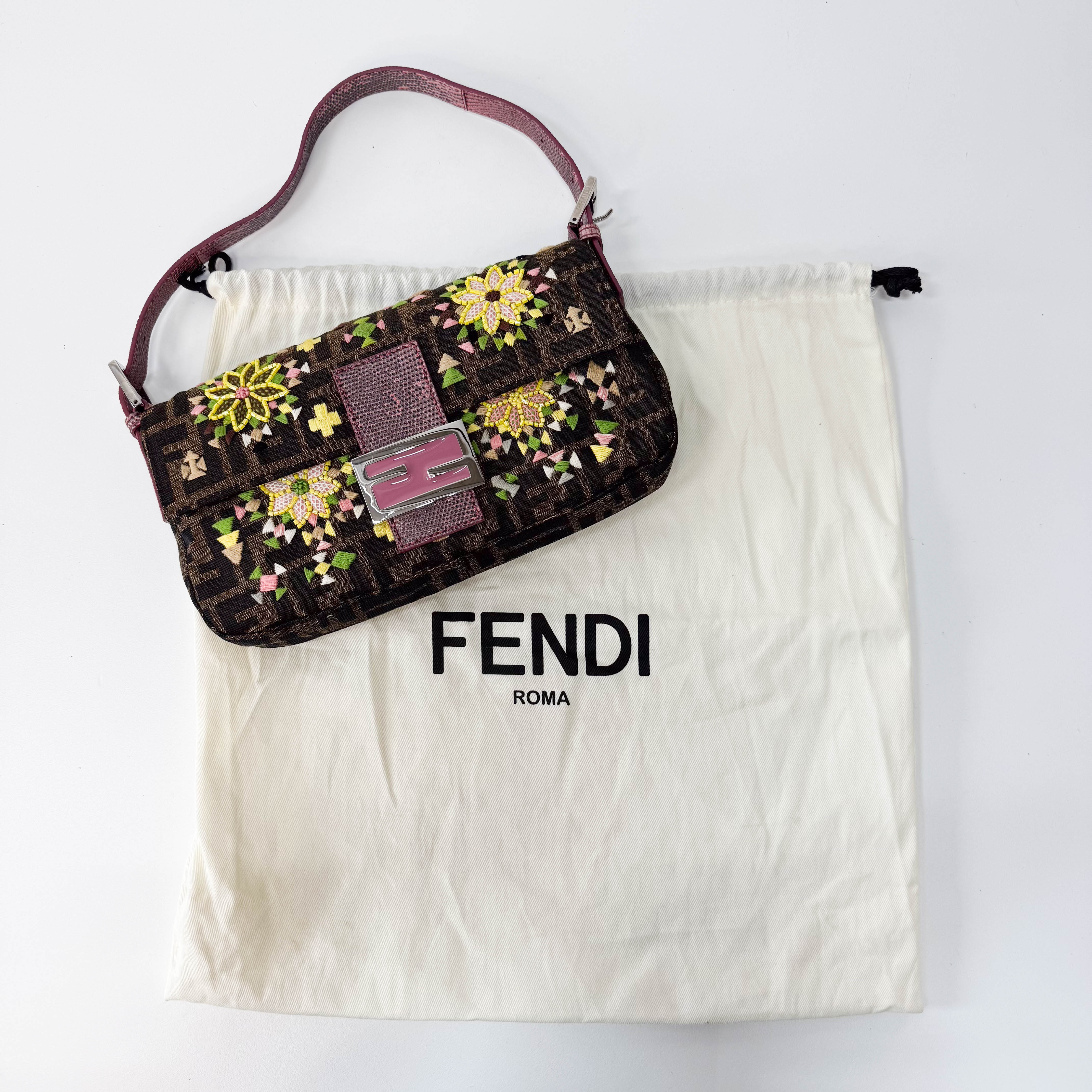 Baguette Zucca Beaded Multi Floral Shoulder Bag