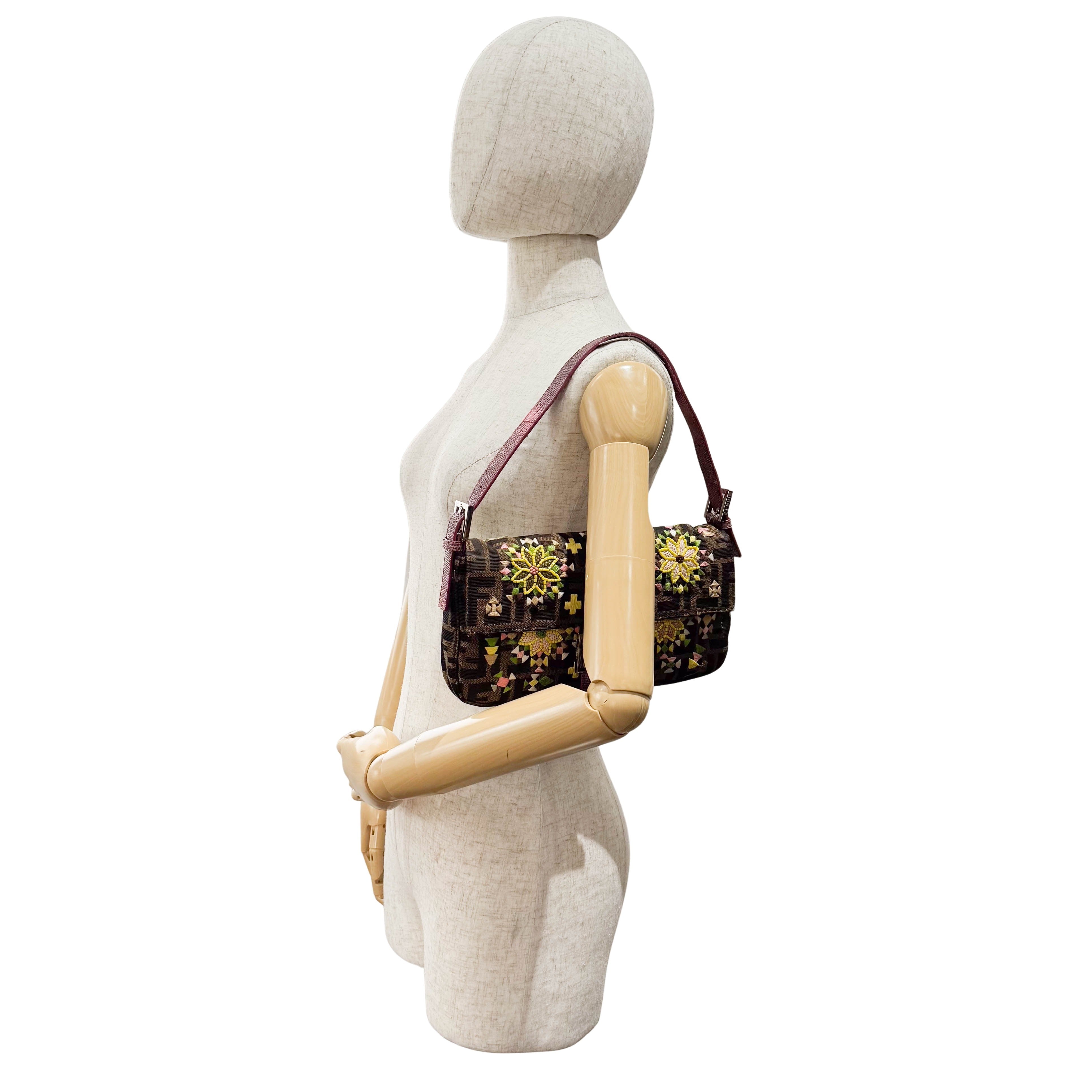 Baguette Zucca Beaded Multi Floral Shoulder Bag