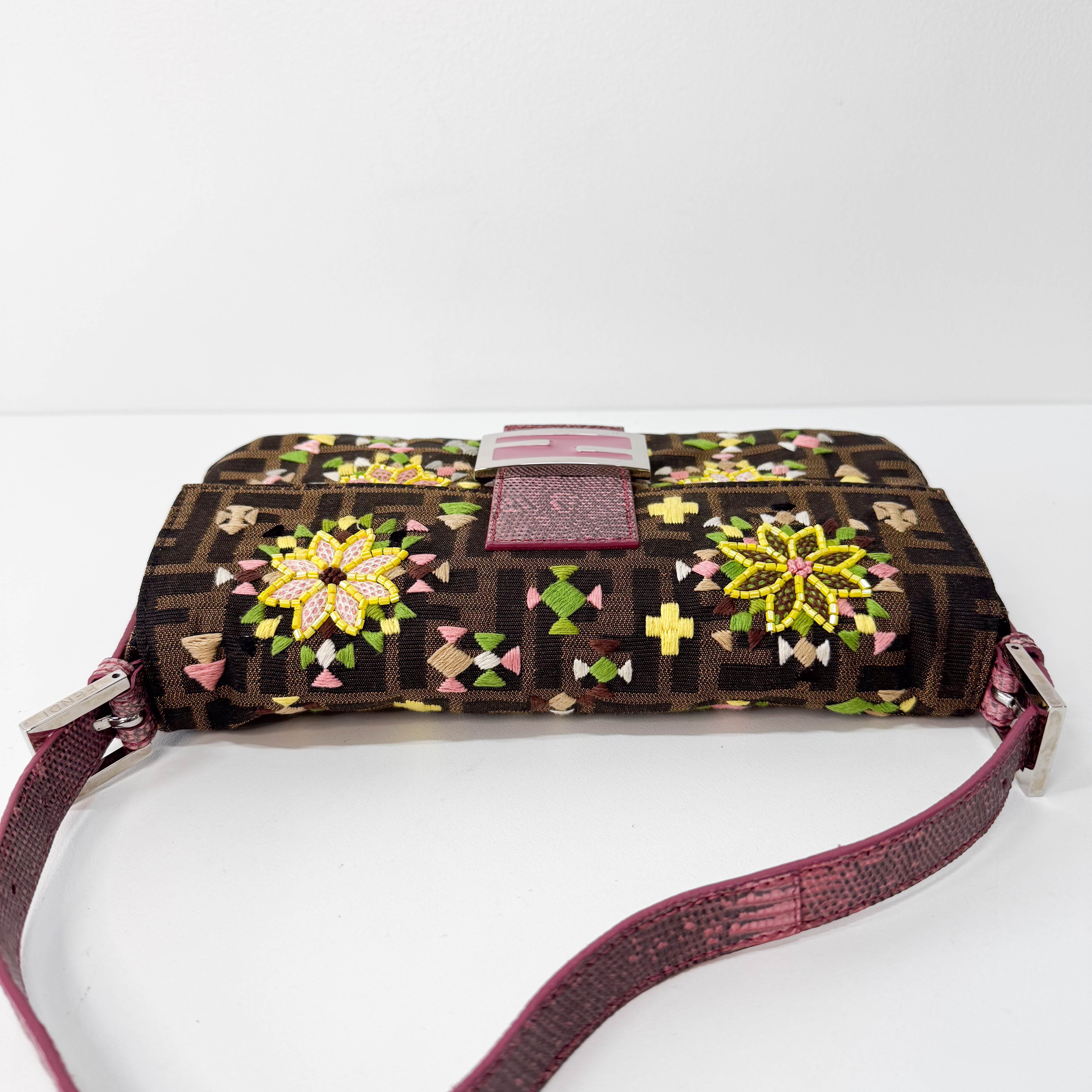 Baguette Zucca Beaded Multi Floral Shoulder Bag