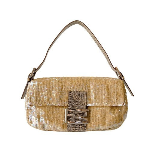Baguette Gold Sequin Shoulder Bag