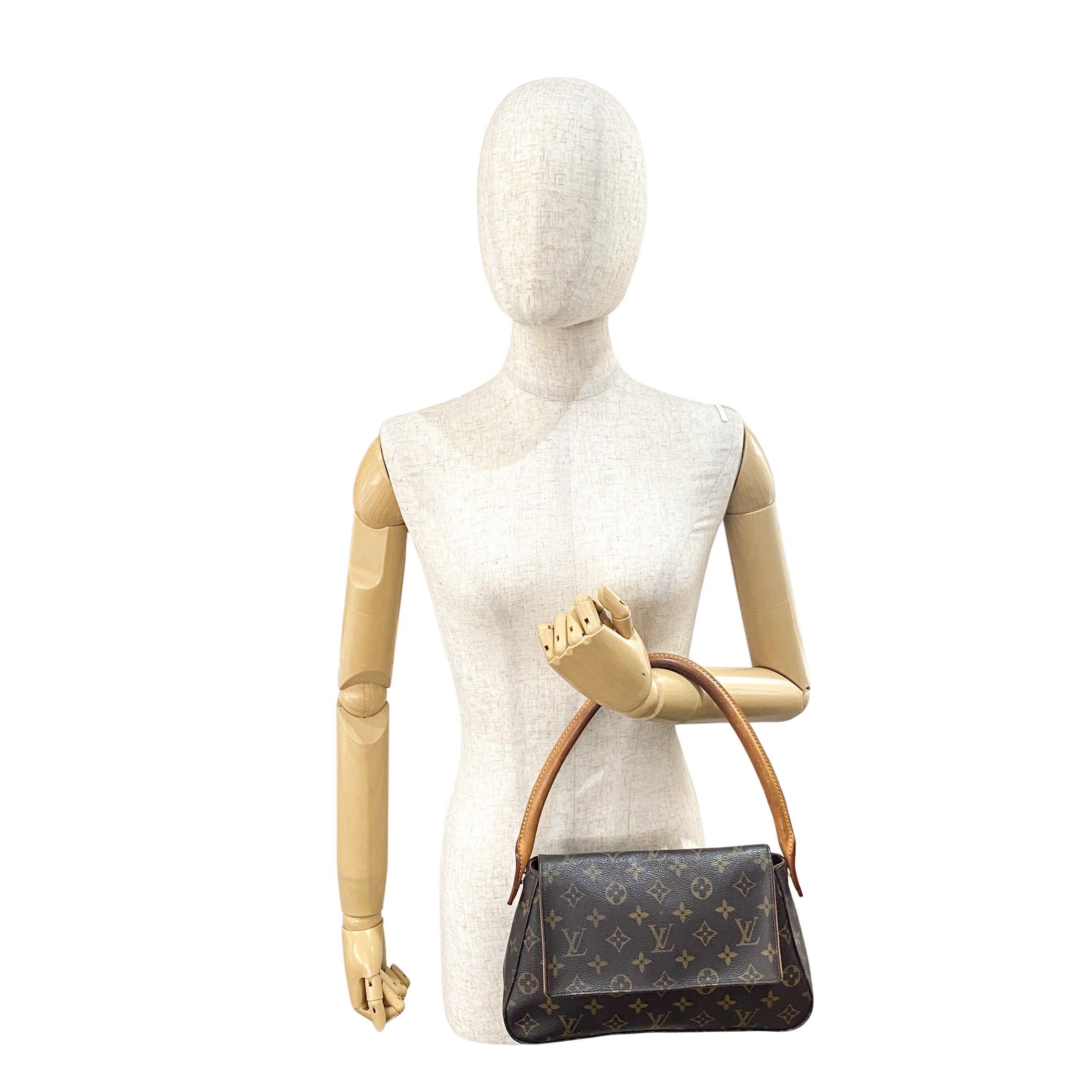 Looping PM Monogram Brown Canvas Shoulder Bag