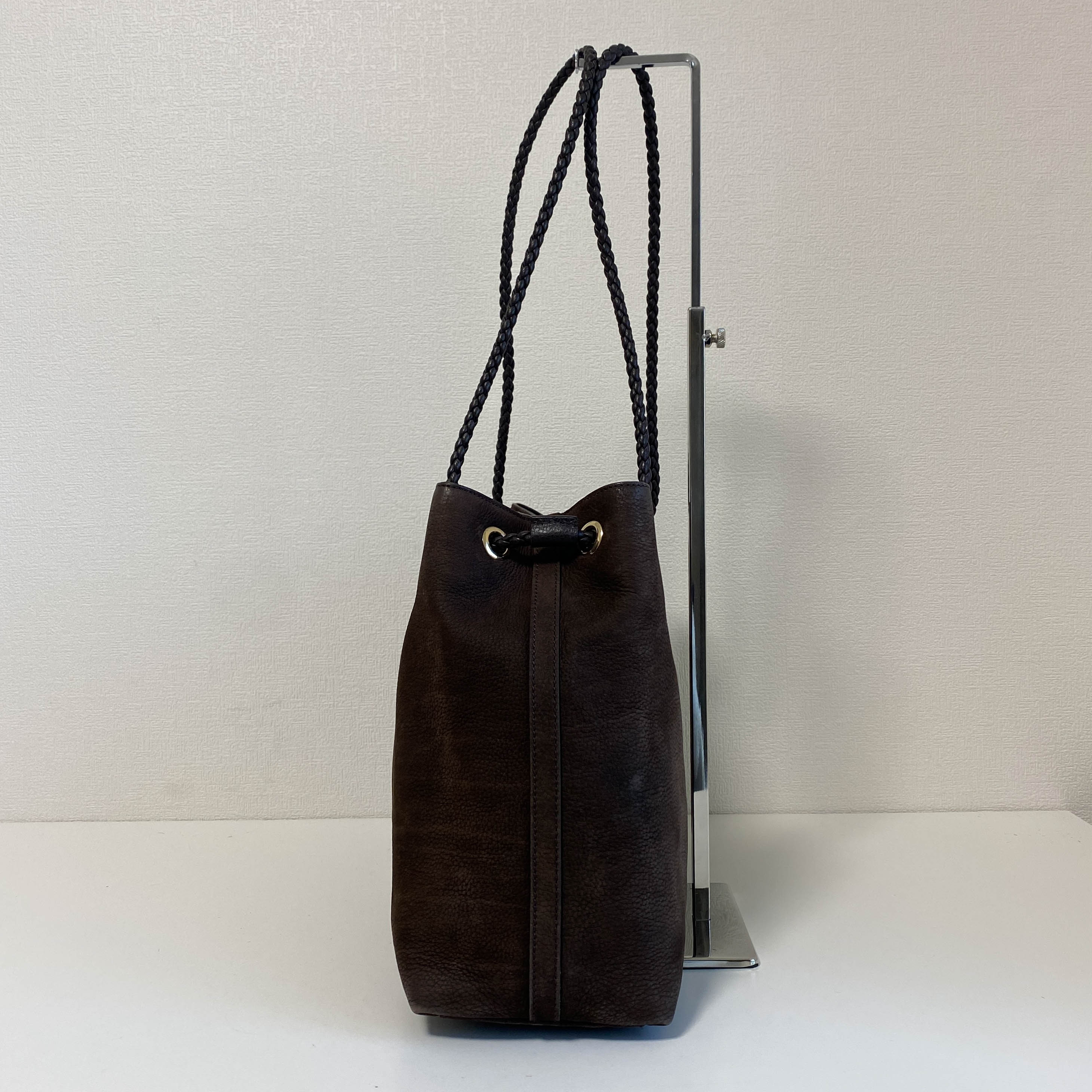 Brown Nubuck Leather Shoulder Bag