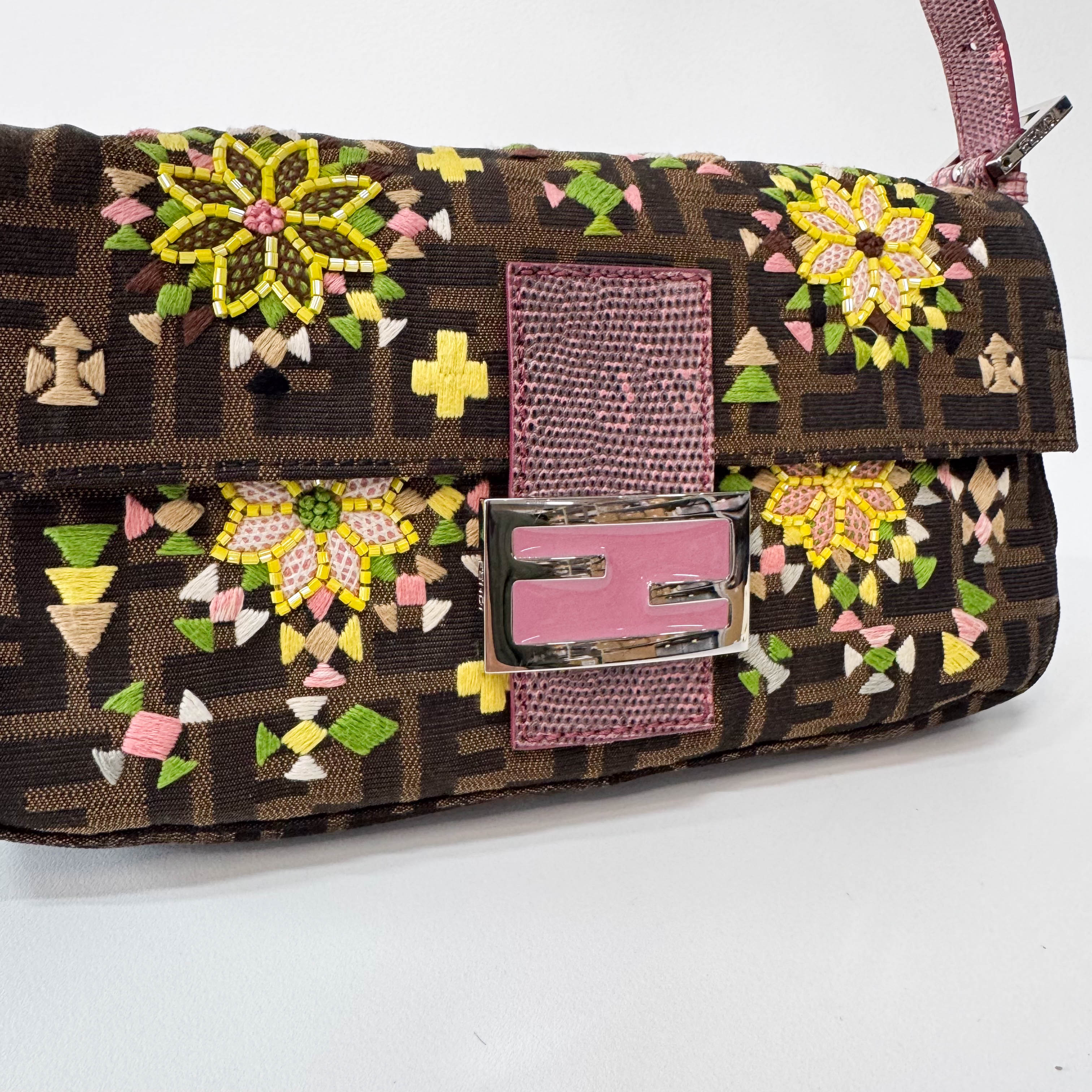Baguette Zucca Beaded Multi Floral Shoulder Bag