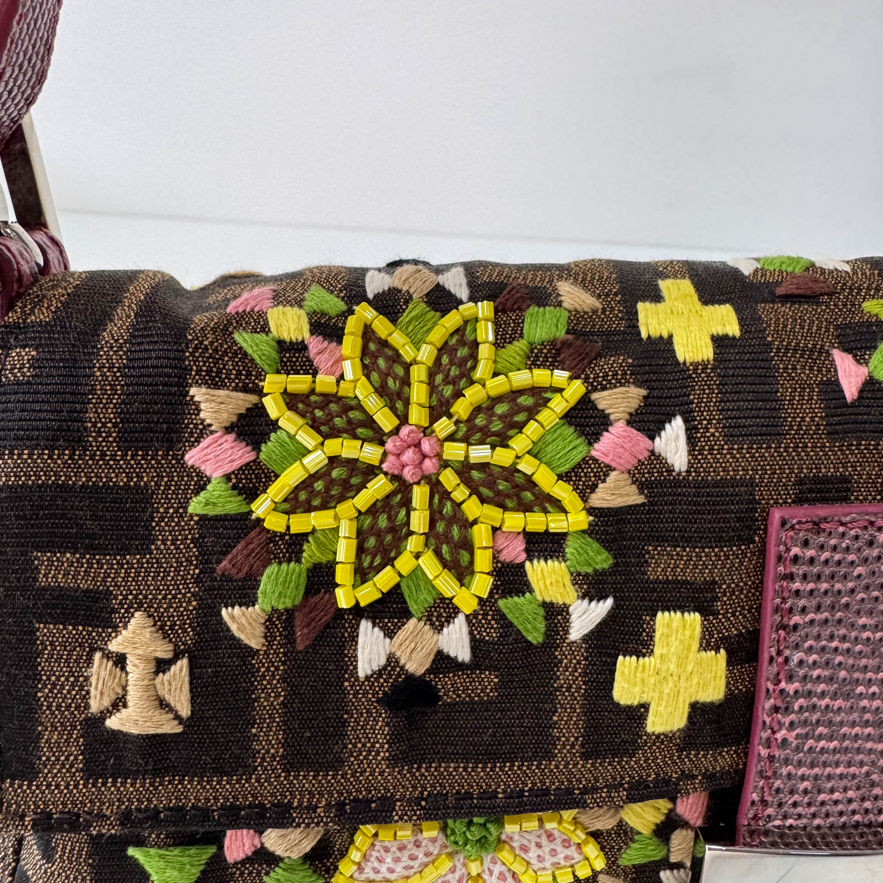 Baguette Zucca Beaded Multi Floral Shoulder Bag