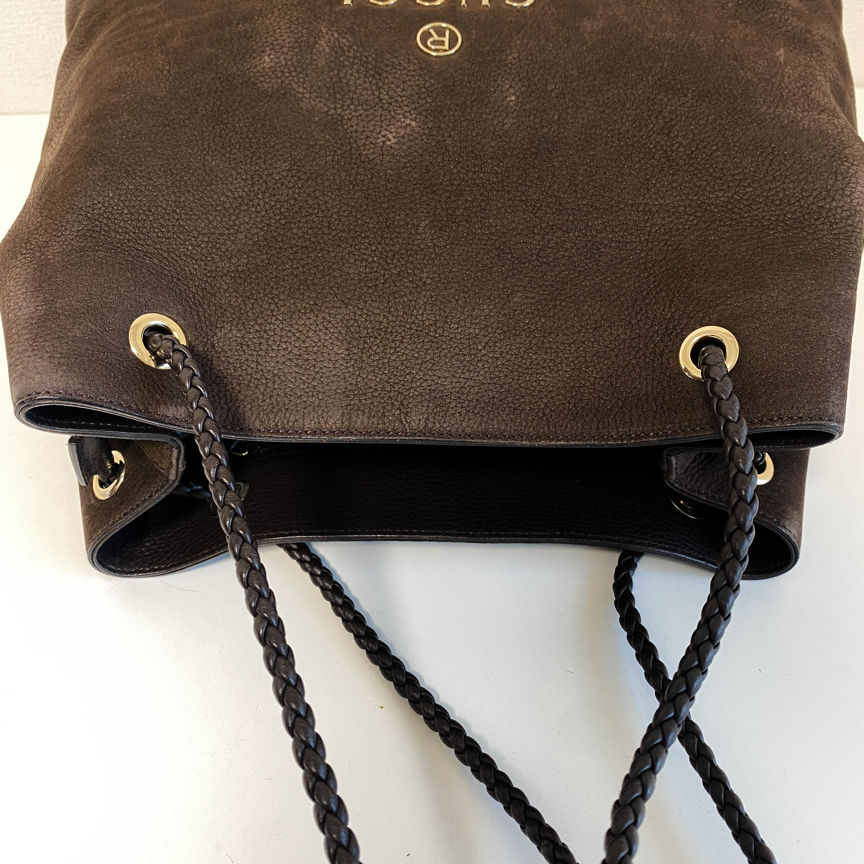Brown Nubuck Leather Shoulder Bag