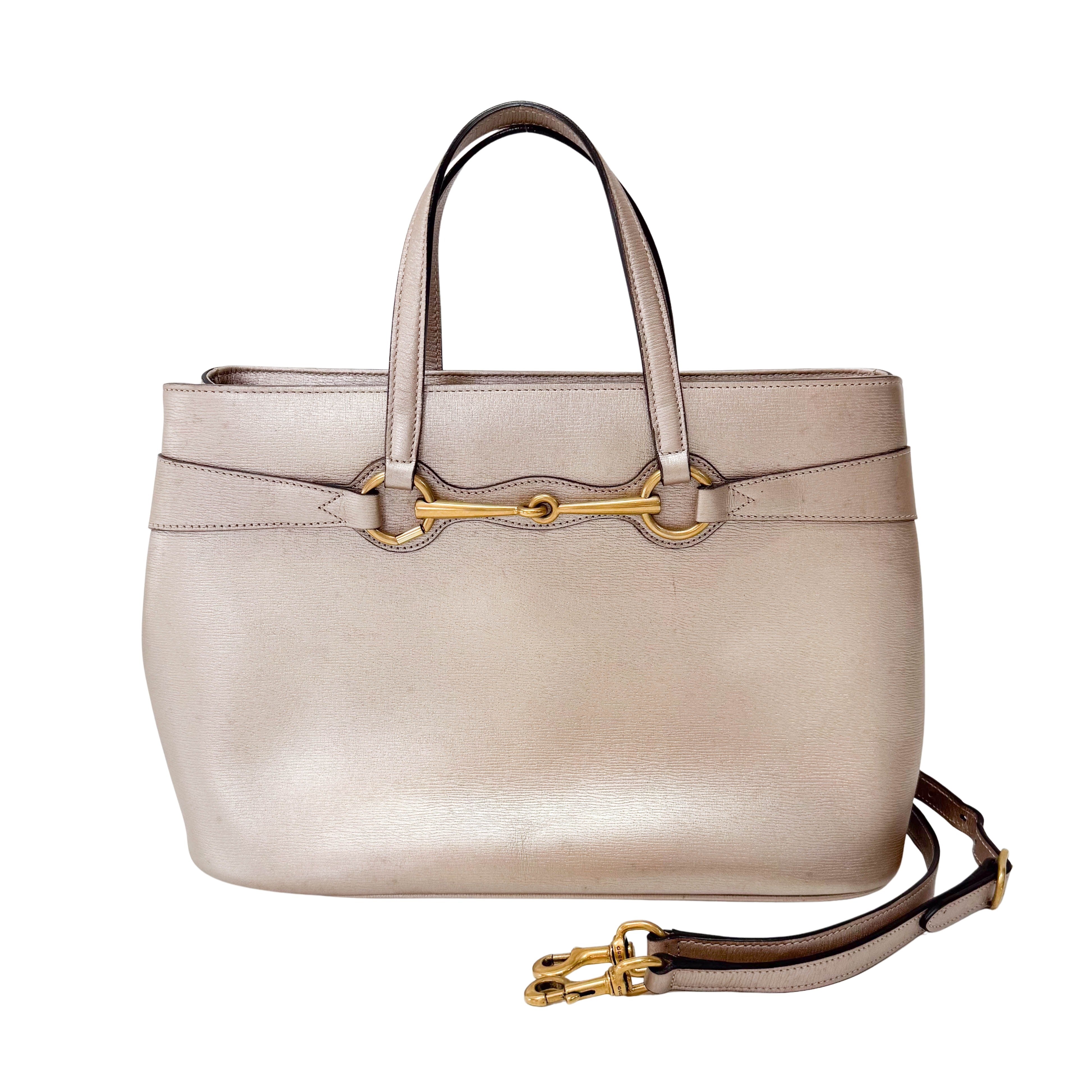 Horsebit Rosegold Leather Two Way Bag