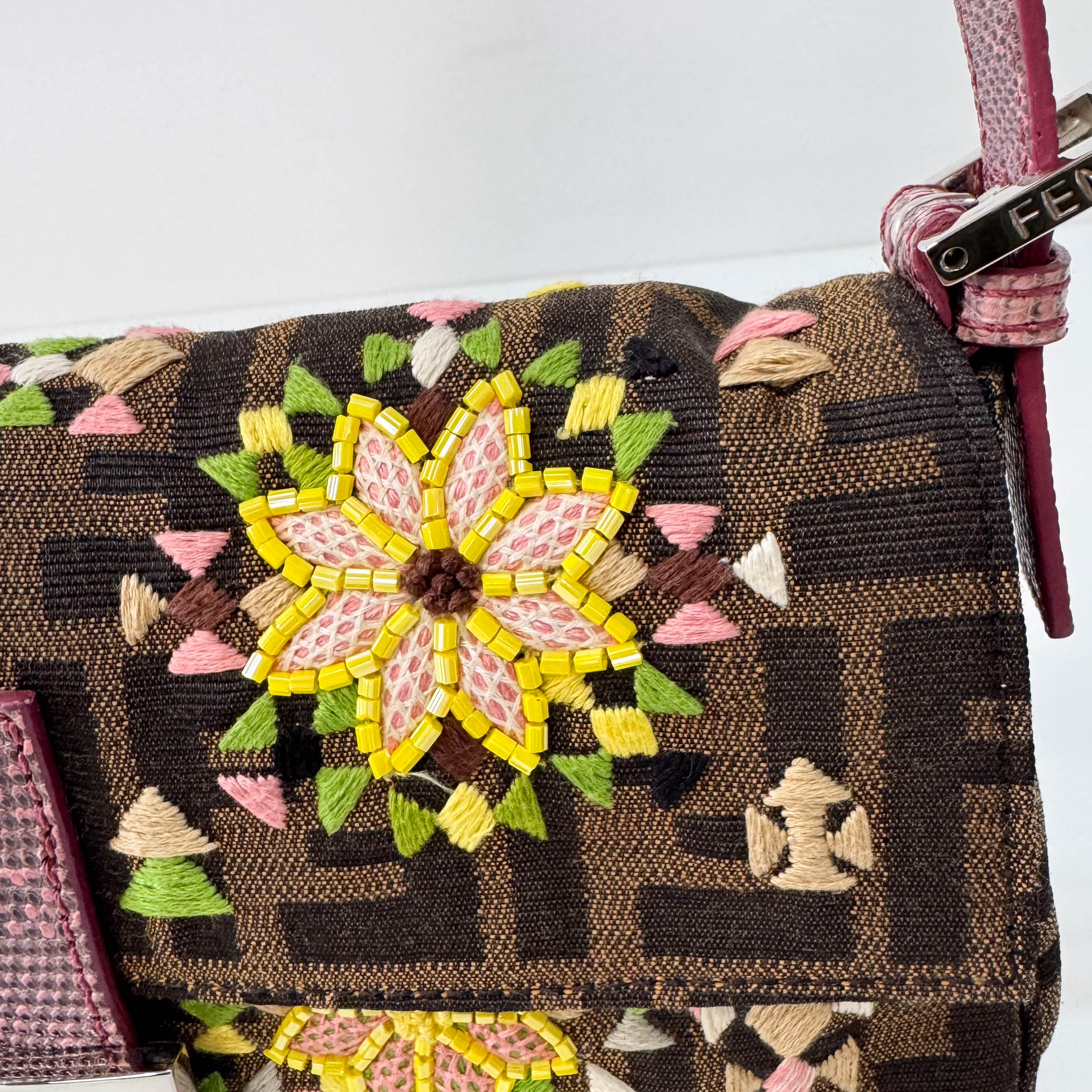Baguette Zucca Beaded Multi Floral Shoulder Bag