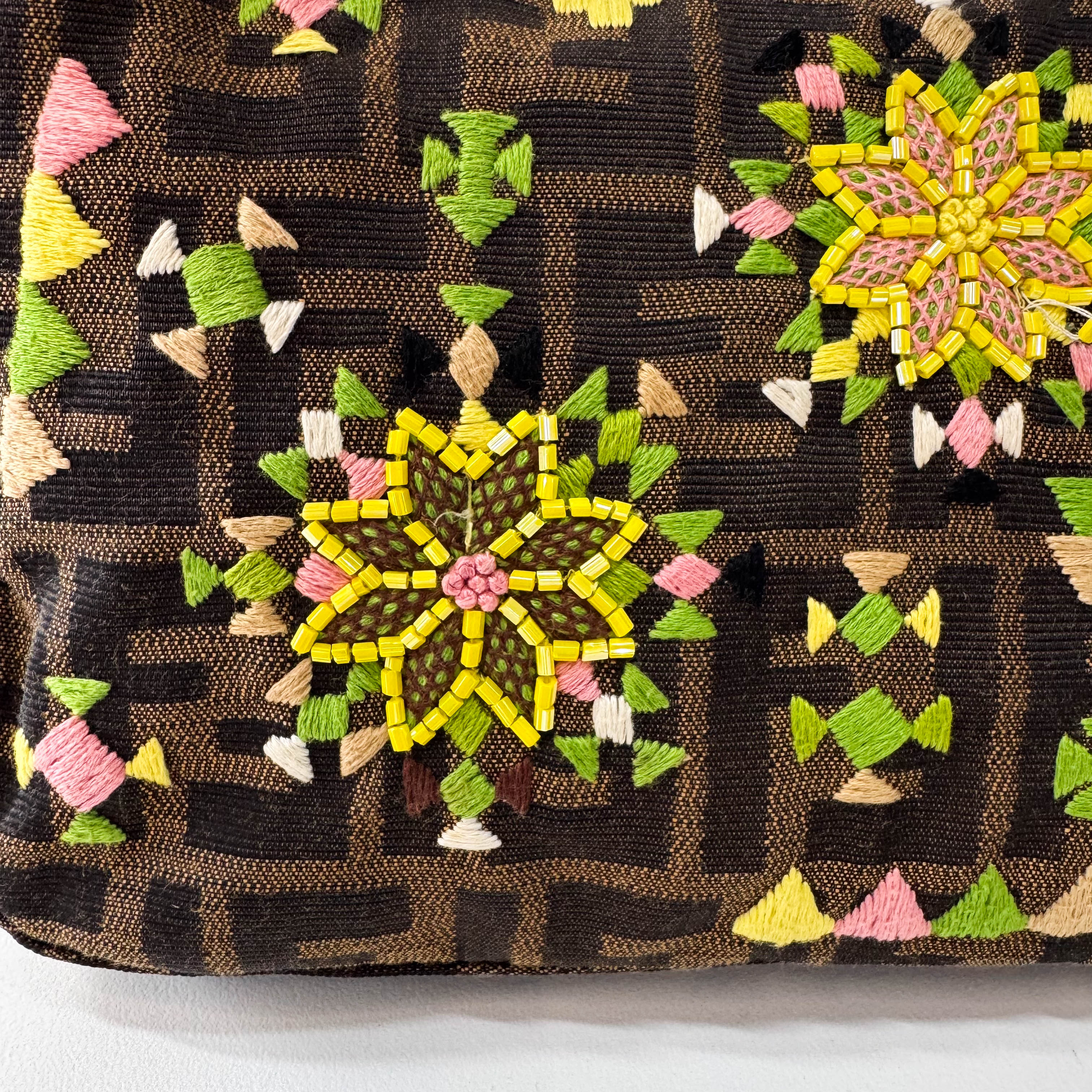 Baguette Zucca Beaded Multi Floral Shoulder Bag