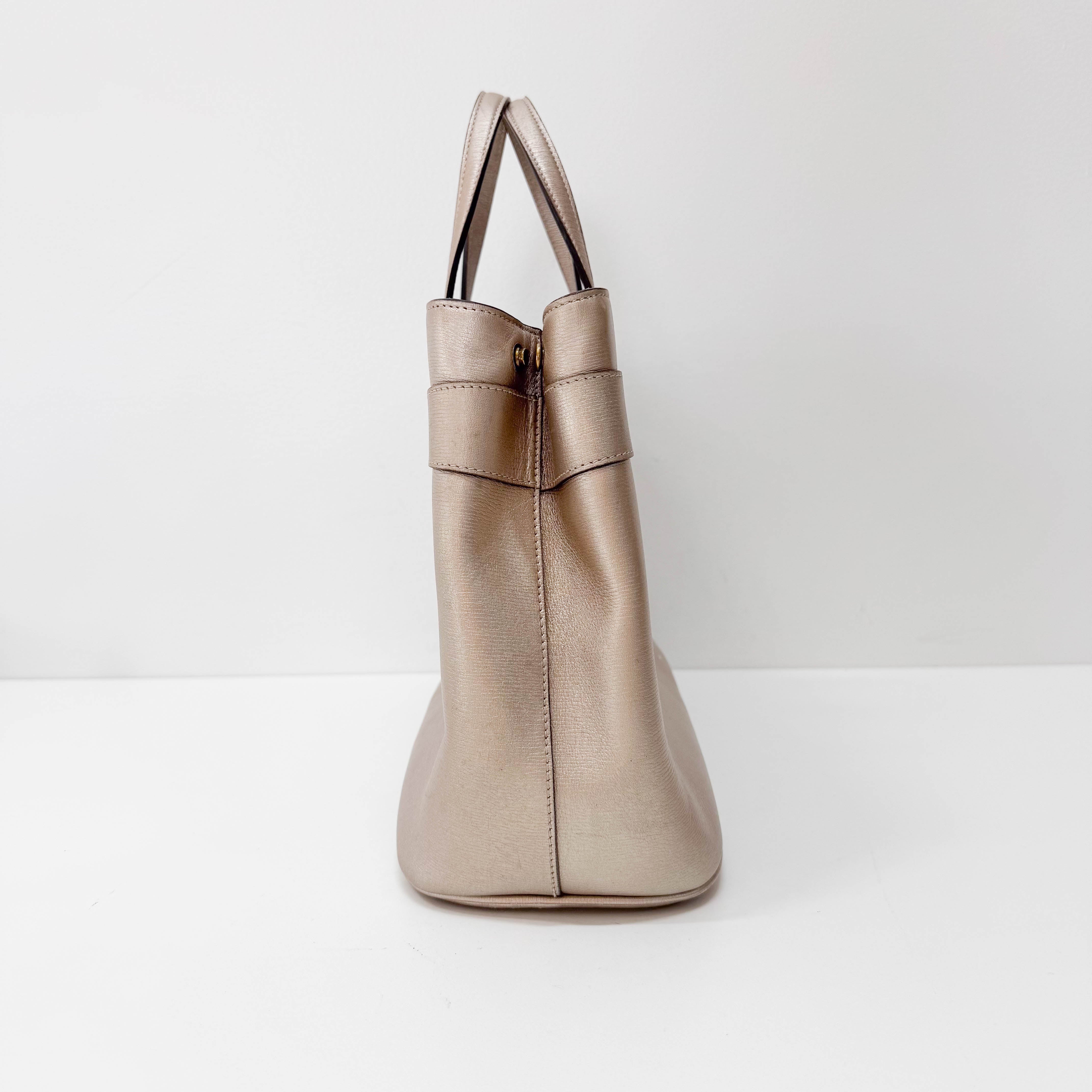 Horsebit Rosegold Leather Two Way Bag