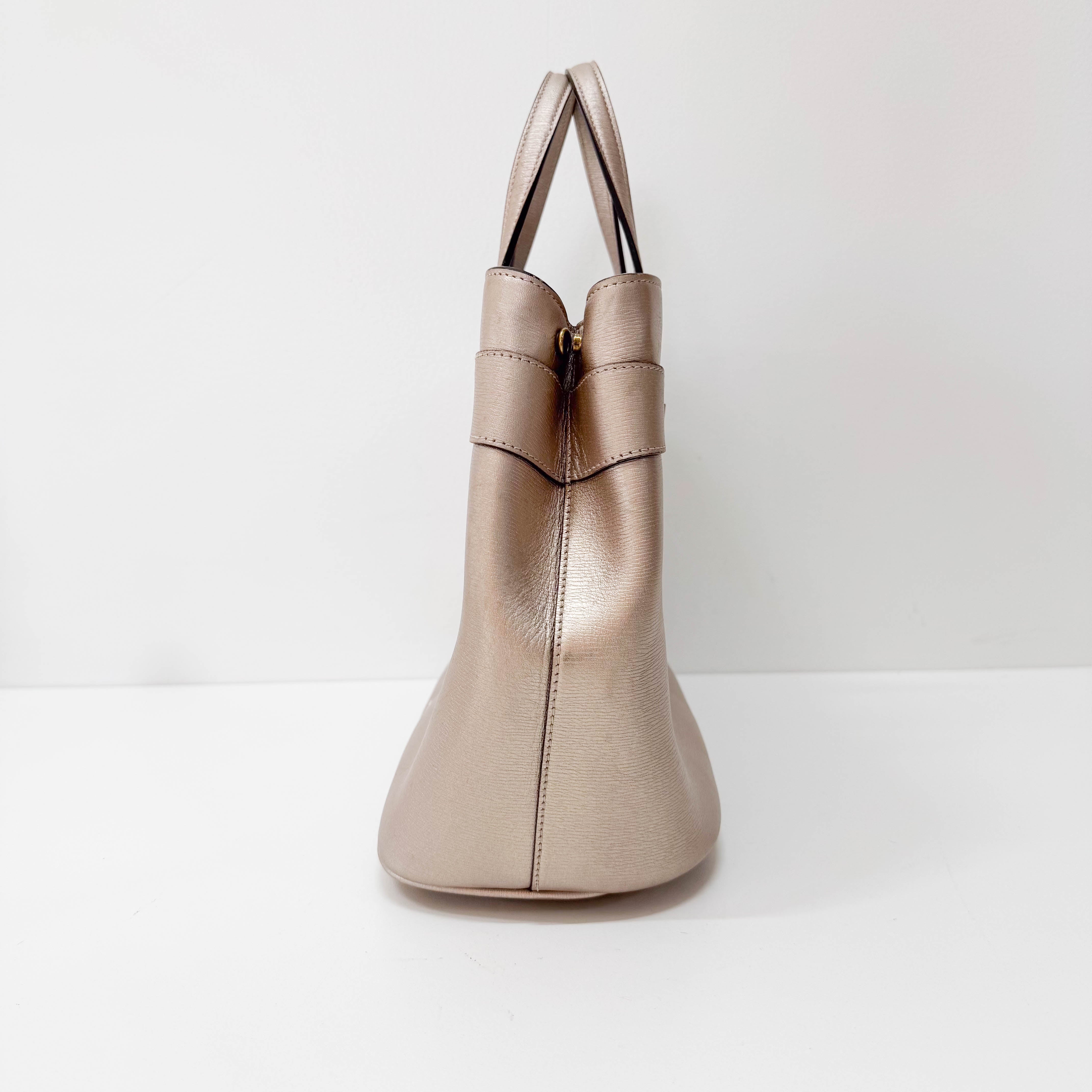 Horsebit Rosegold Leather Two Way Bag