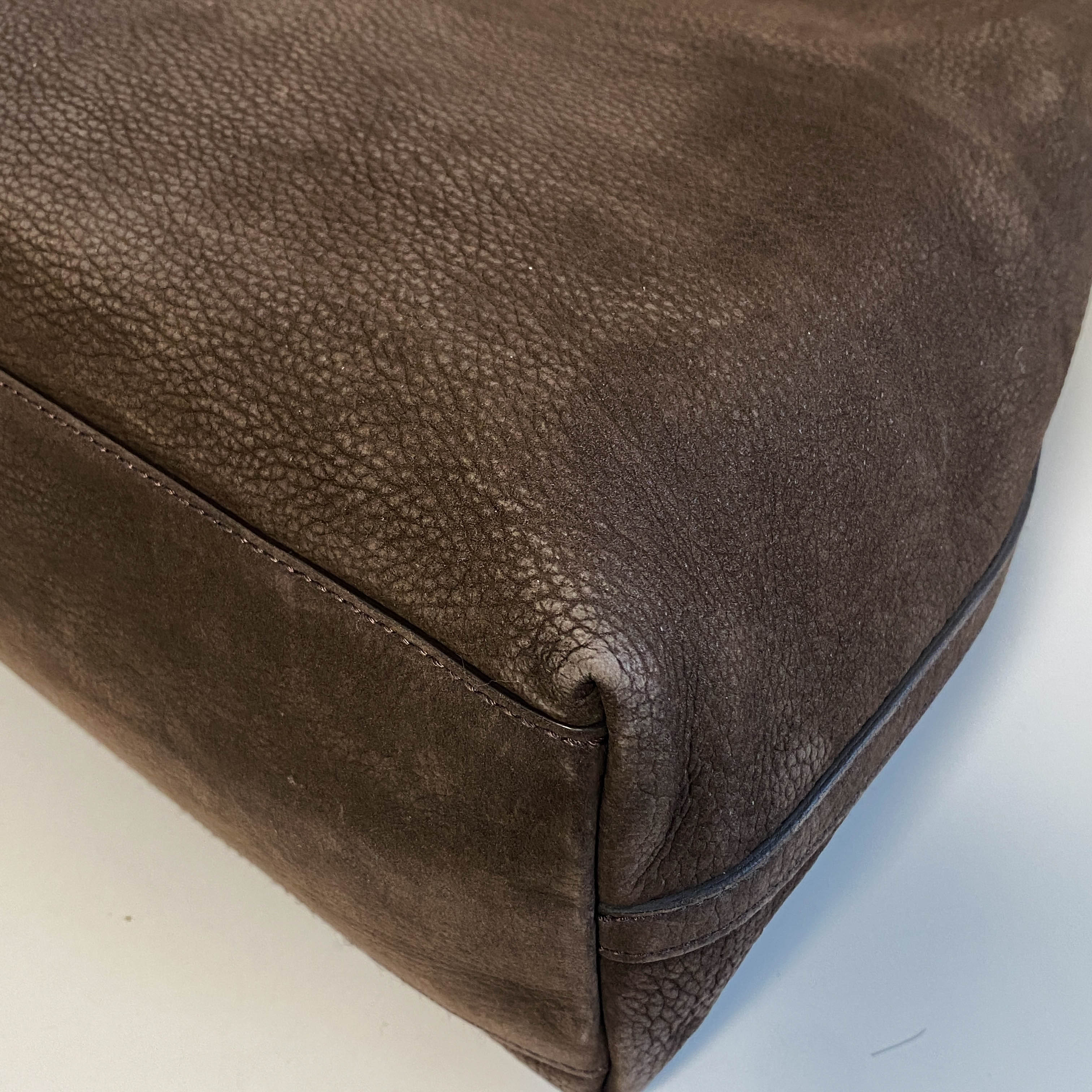 Brown Nubuck Leather Shoulder Bag