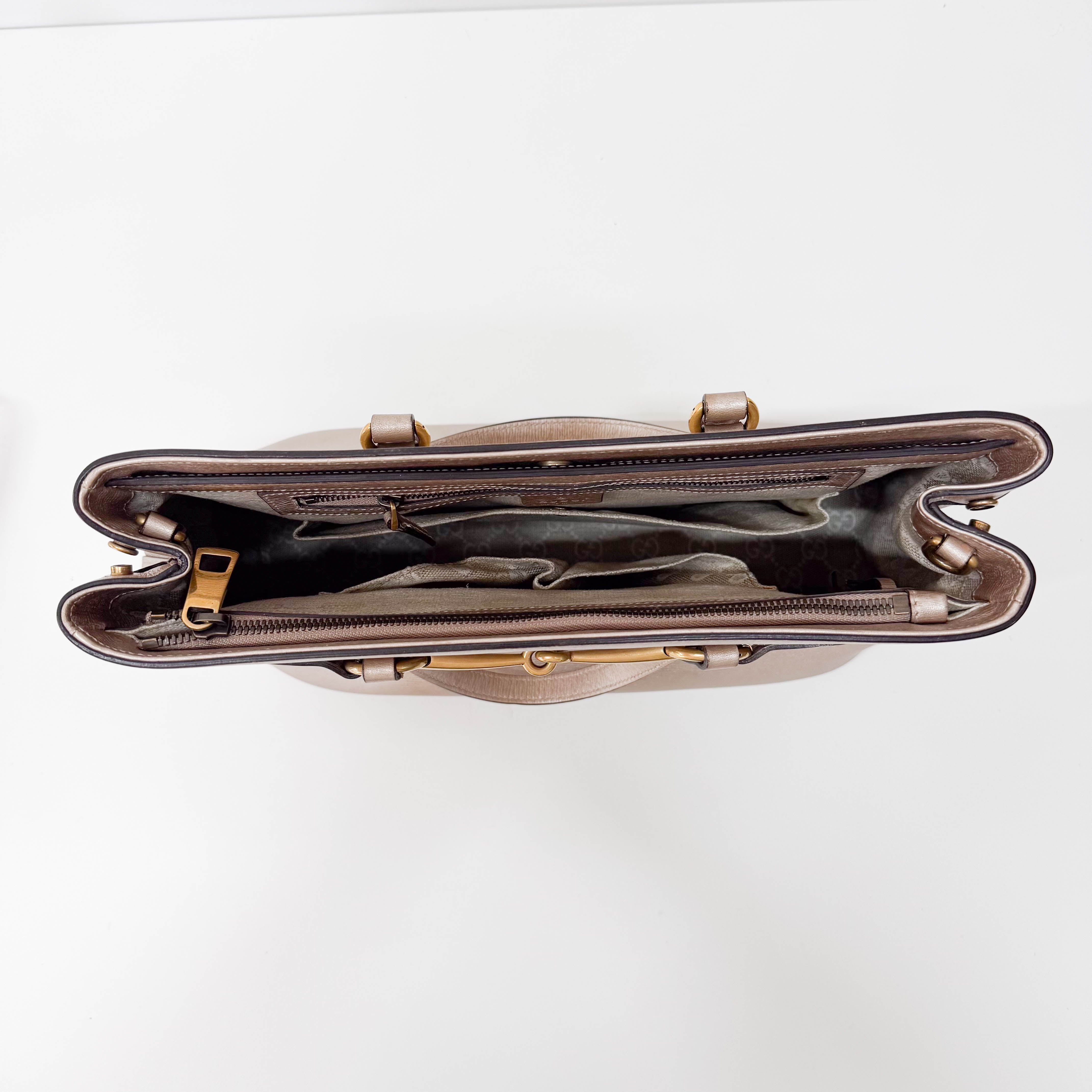 Horsebit Rosegold Leather Two Way Bag