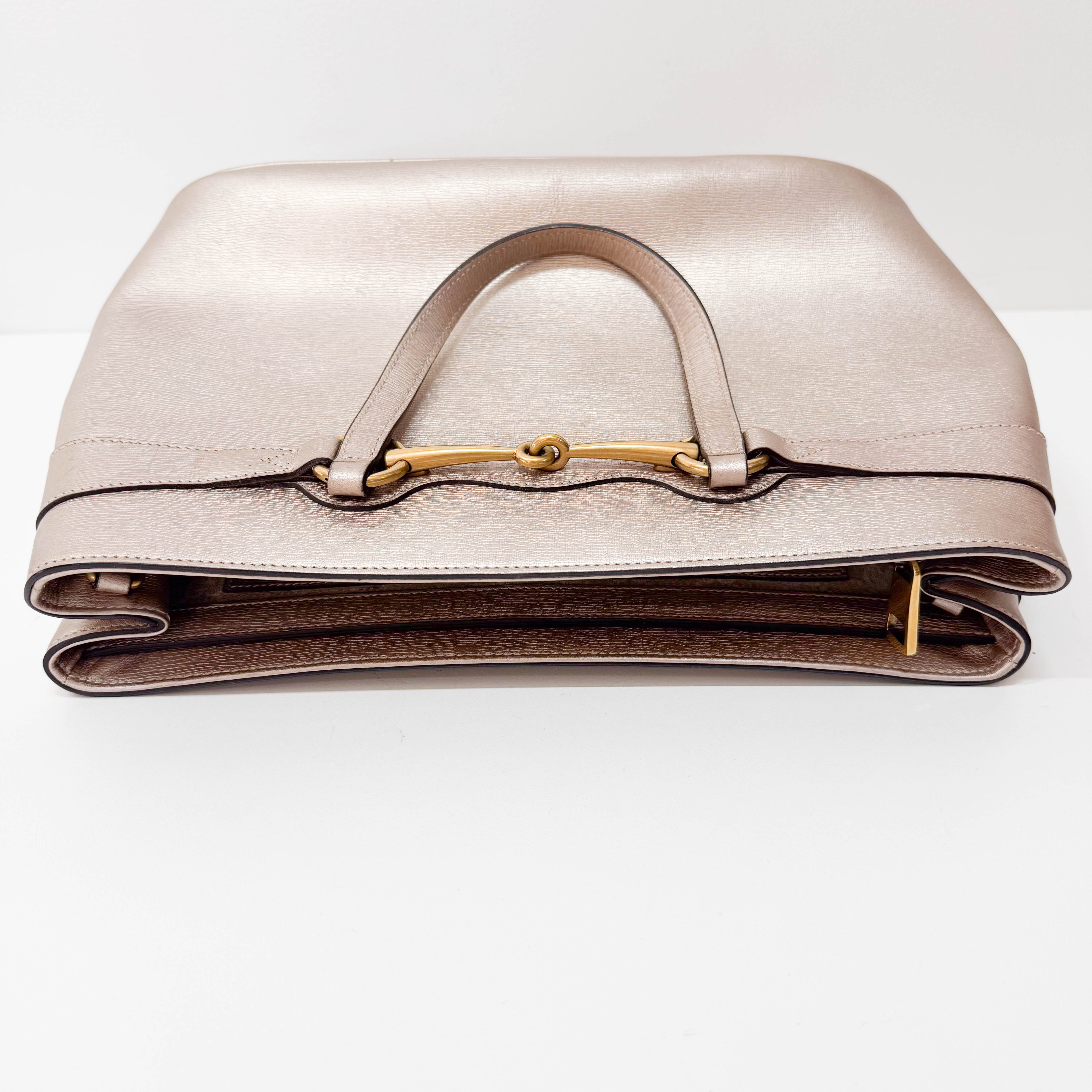Horsebit Rosegold Leather Two Way Bag