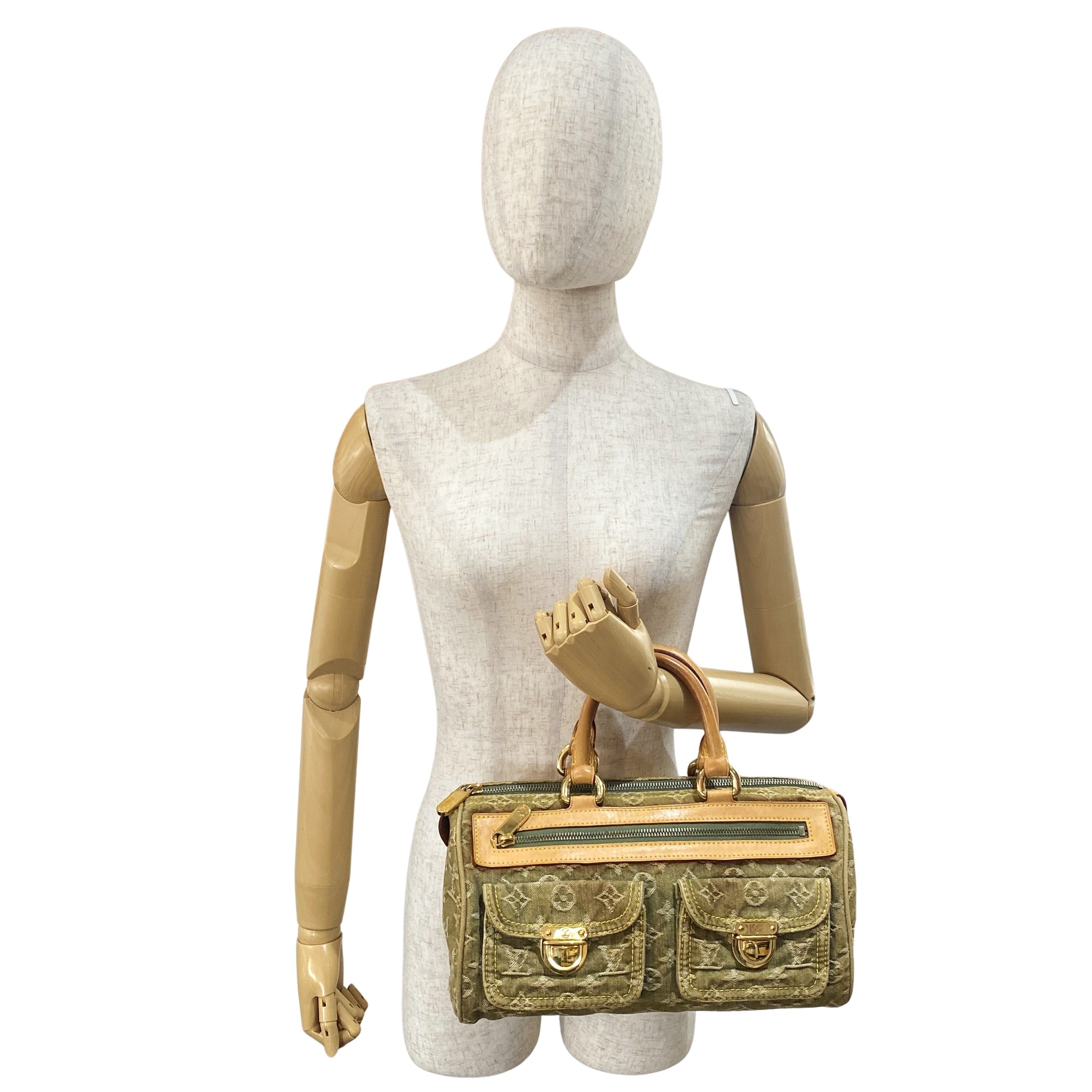 Green Denim Monogram Neo Speedy Handbag