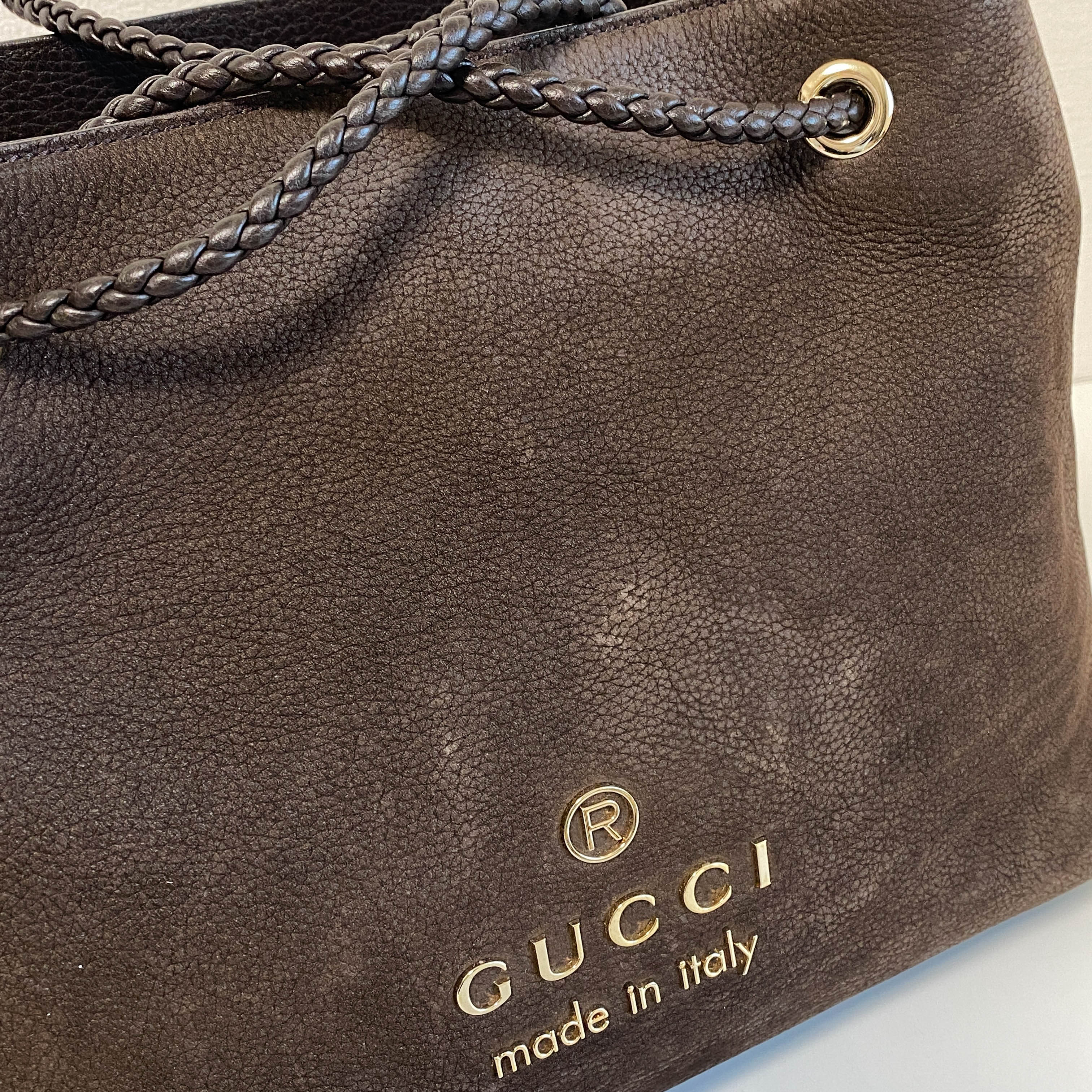 Brown Nubuck Leather Shoulder Bag