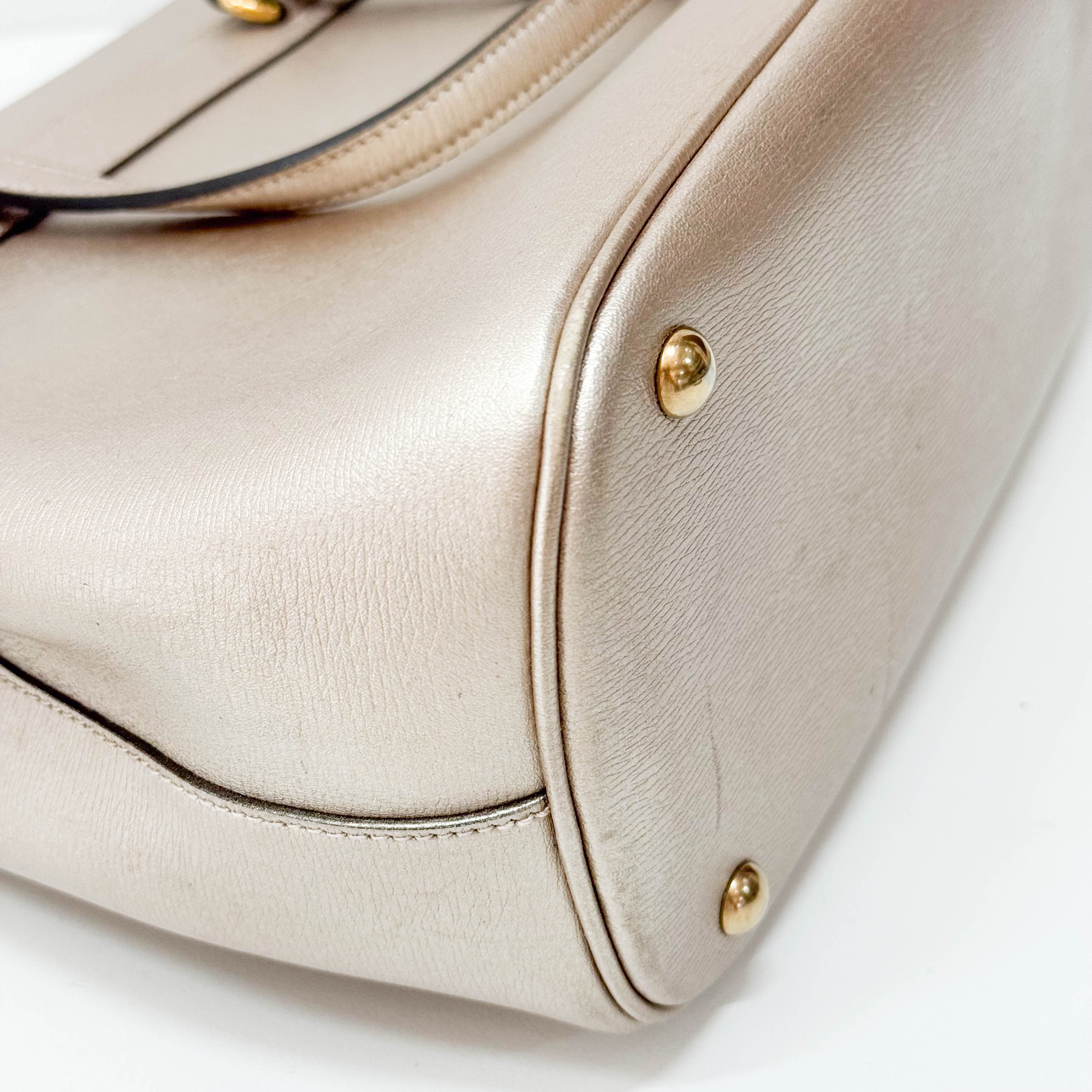Horsebit Rosegold Leather Two Way Bag